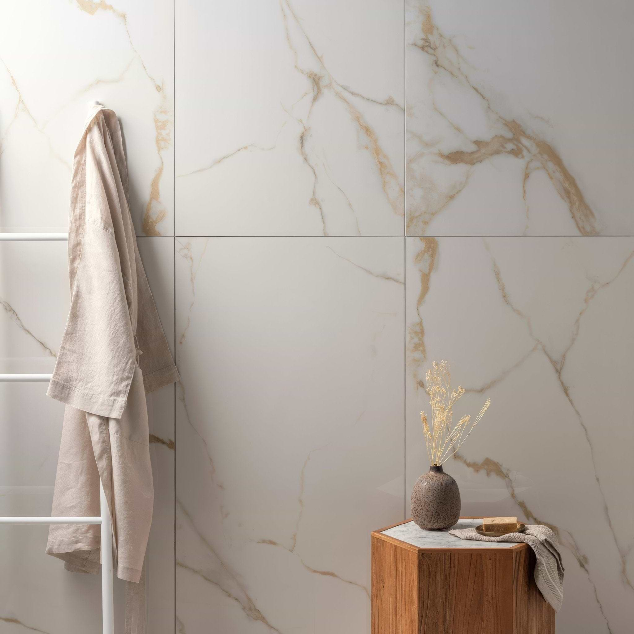 Bianco Oro Polished Porcelain 60 x 120cm - Hyperion Tiles