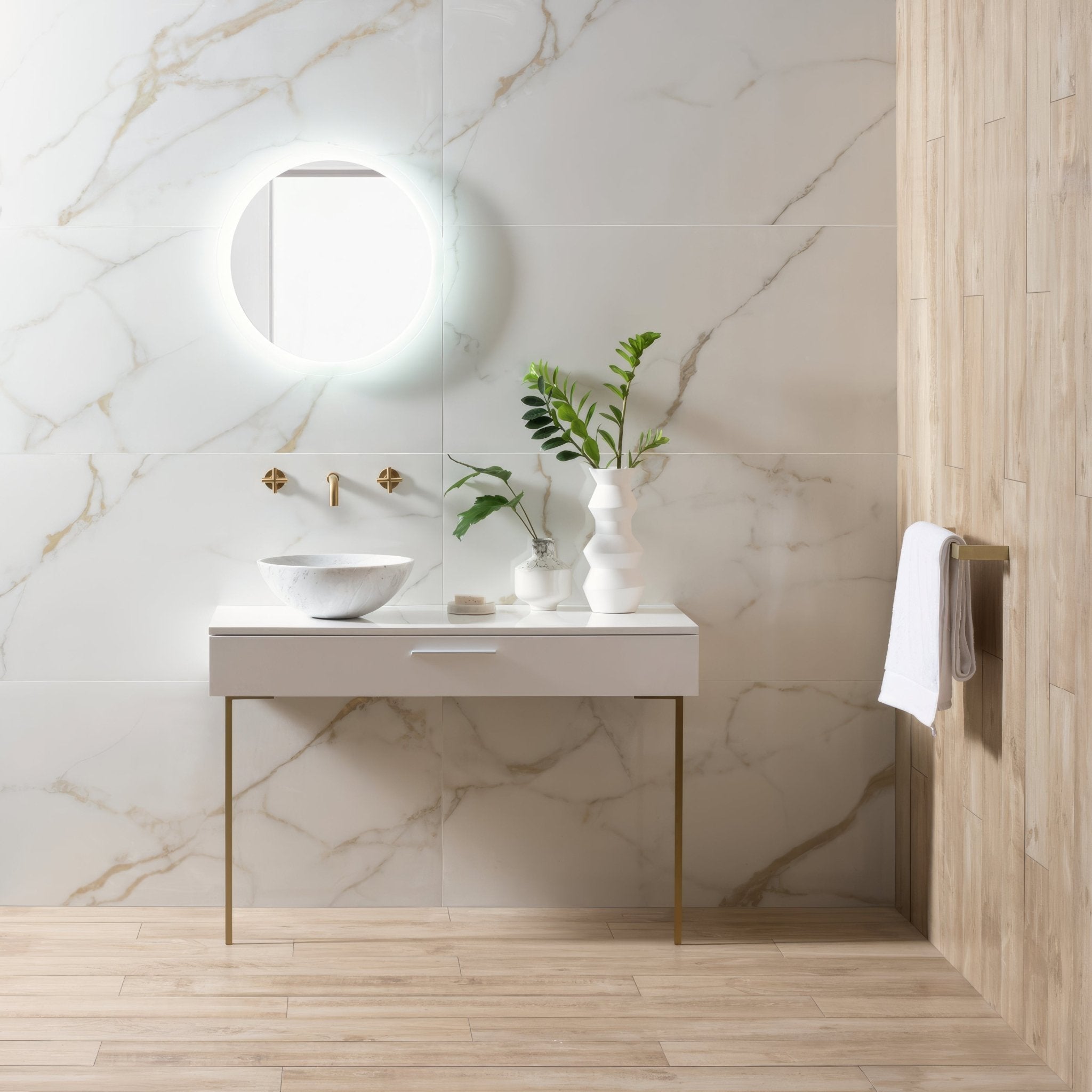 Bianco Oro Polished Porcelain 60 x 120cm - Hyperion Tiles