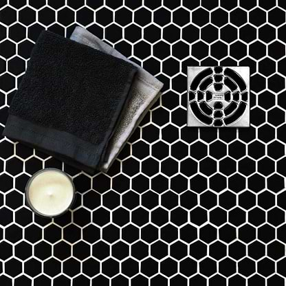 Black Honeycomb Floor Mosaic