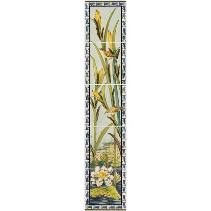 Birds & Rushes 5 Tile Set on County White - Hyperion Tiles