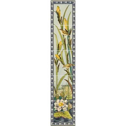 Birds & Rushes 5 Tile Set on County White | Hyperion Tiles