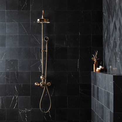 Black Herringbone Honed Marble Tile - Hyperion Tiles