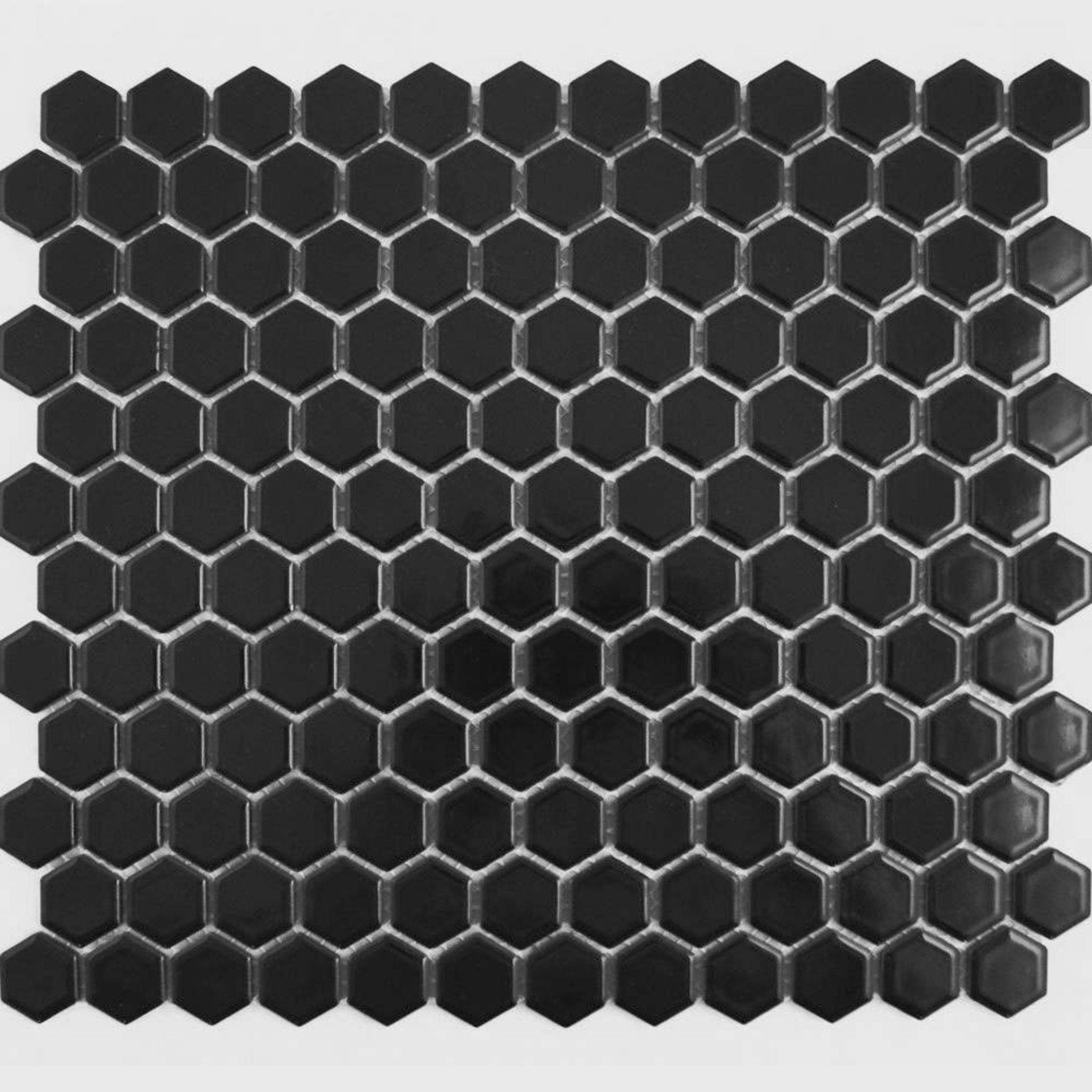 Black Honeycomb Floor Mosaic - Hyperion Tiles