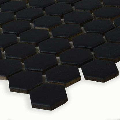 Black Honeycomb Floor Mosaic - Hyperion Tiles