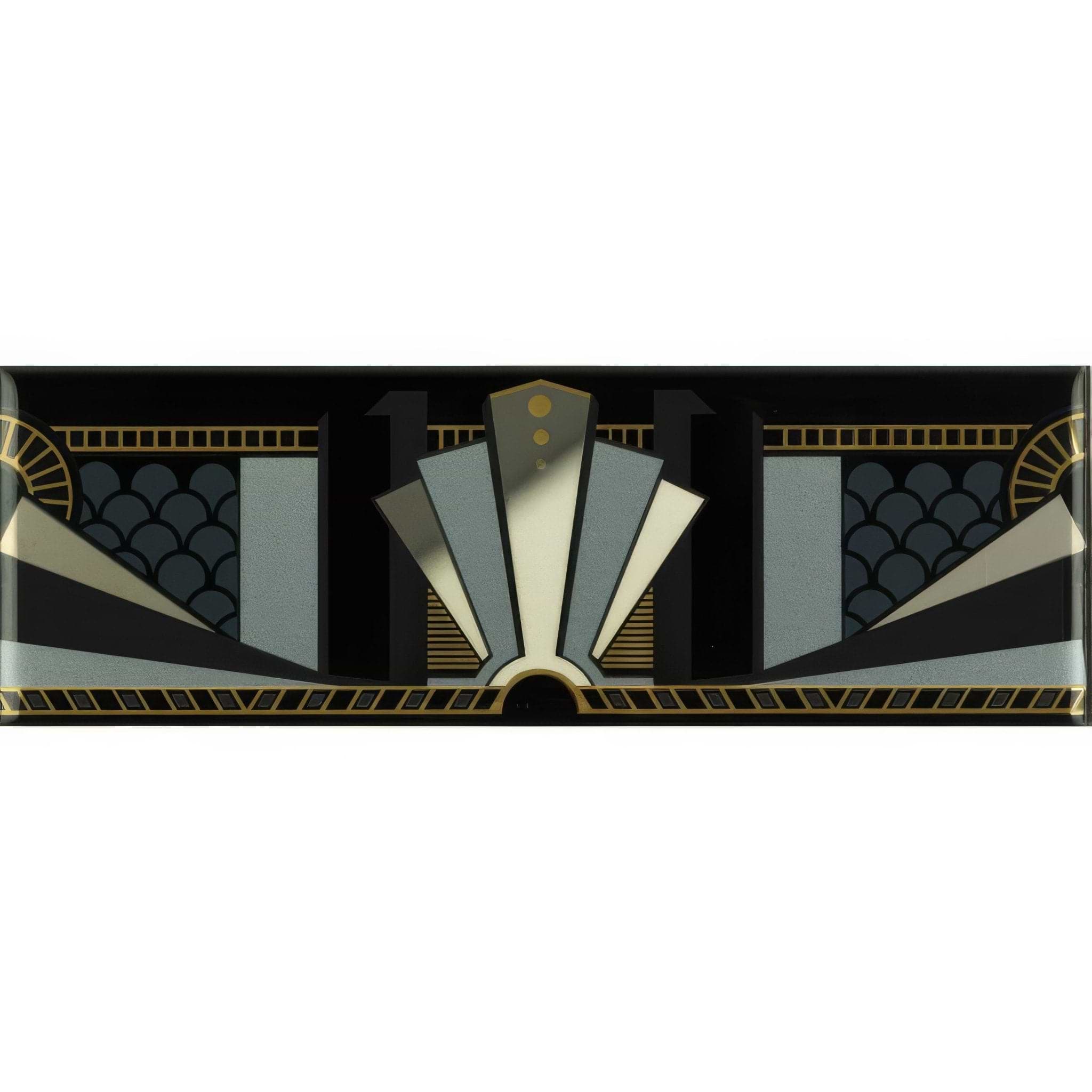 Black Manhattan Border With real Gold and Platinum on Black - Hyperion Tiles