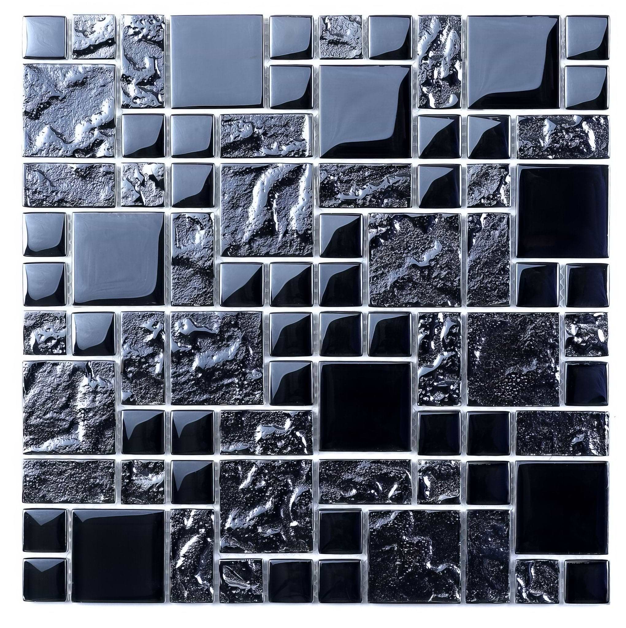 Black Reflective Mix Glass Modular Mosaic - Hyperion Tiles