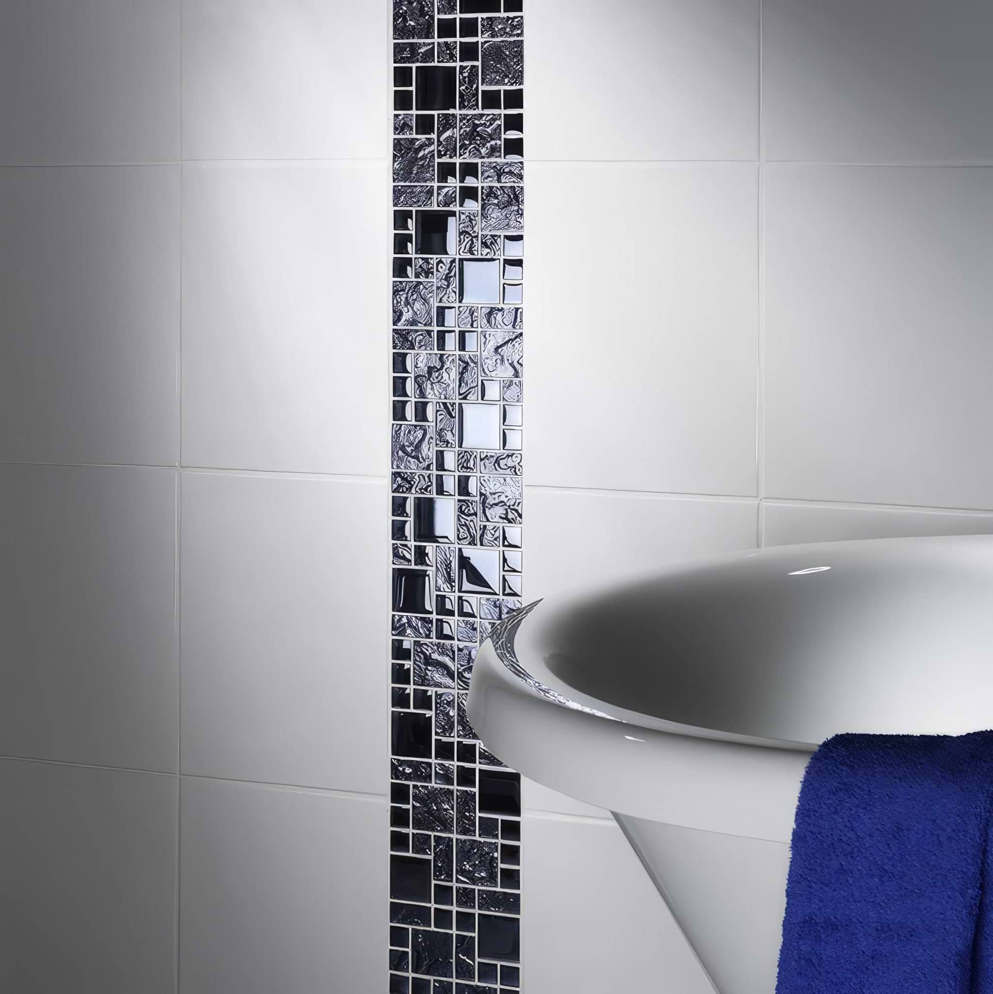 Black Reflective Mix Glass Modular Mosaic - Hyperion Tiles