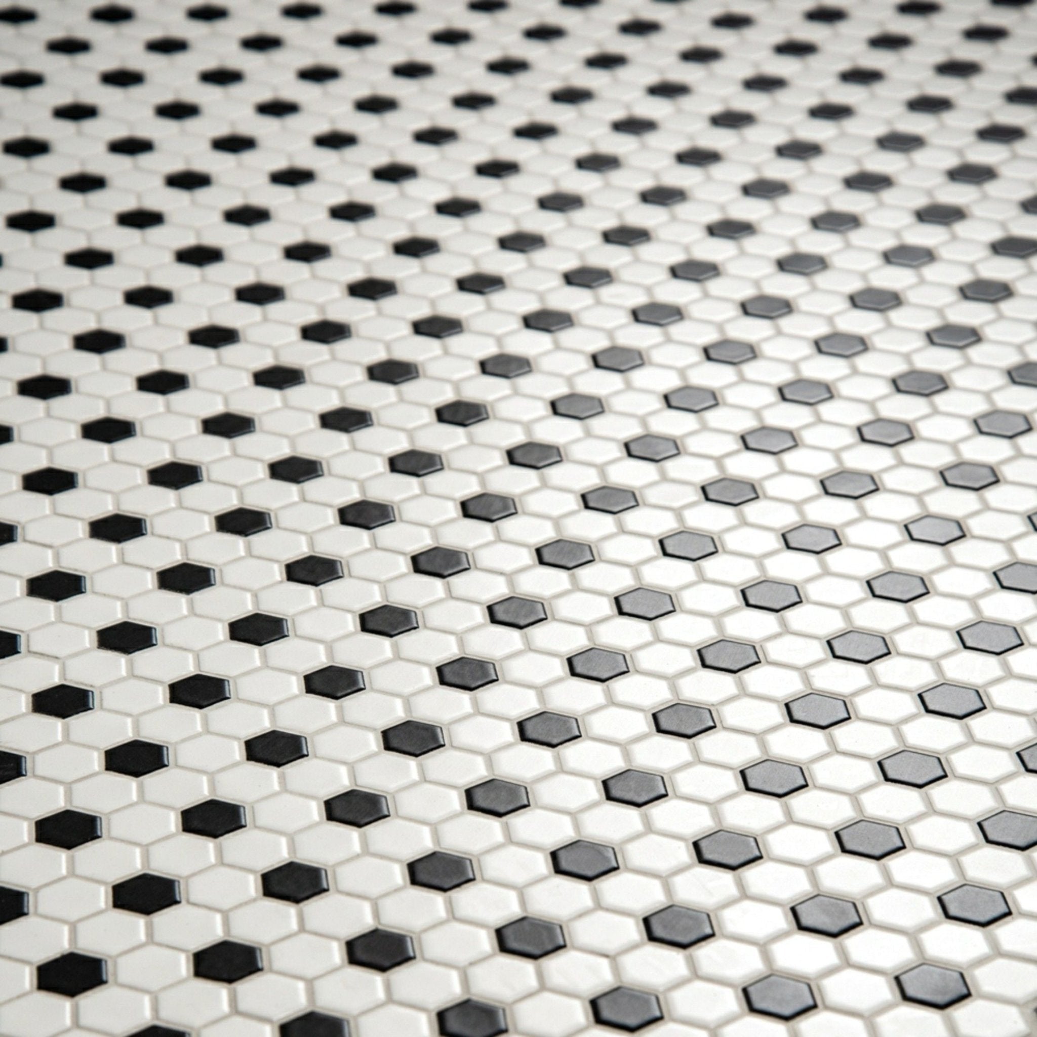 Black & White Honeycomb Floor Mosaic - Hyperion Tiles