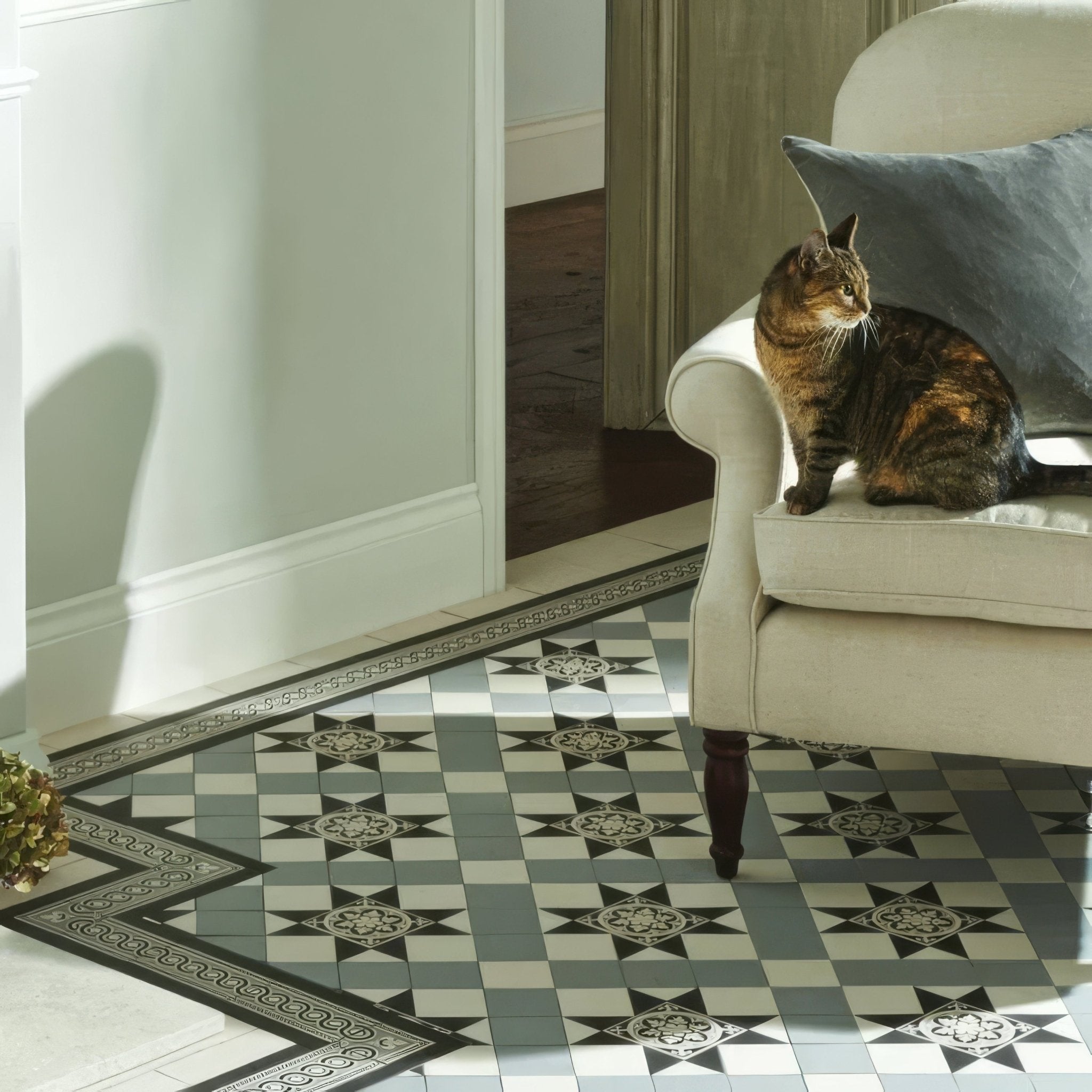 Blenheim Black, Dover White & Grey with Livingstone drop - in - Hyperion Tiles