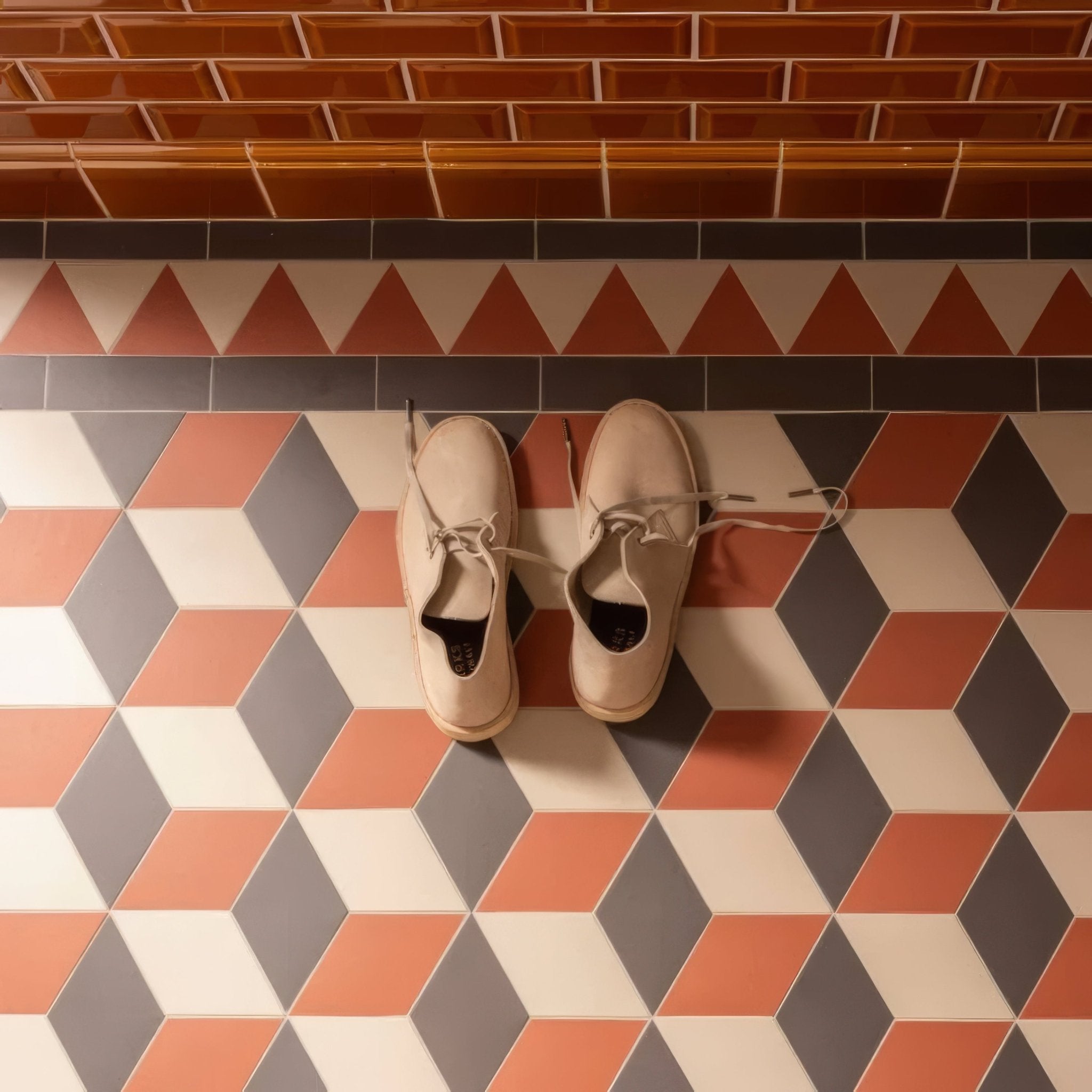 Bloomsbury Red, Black & Holkham Dune - Hyperion Tiles