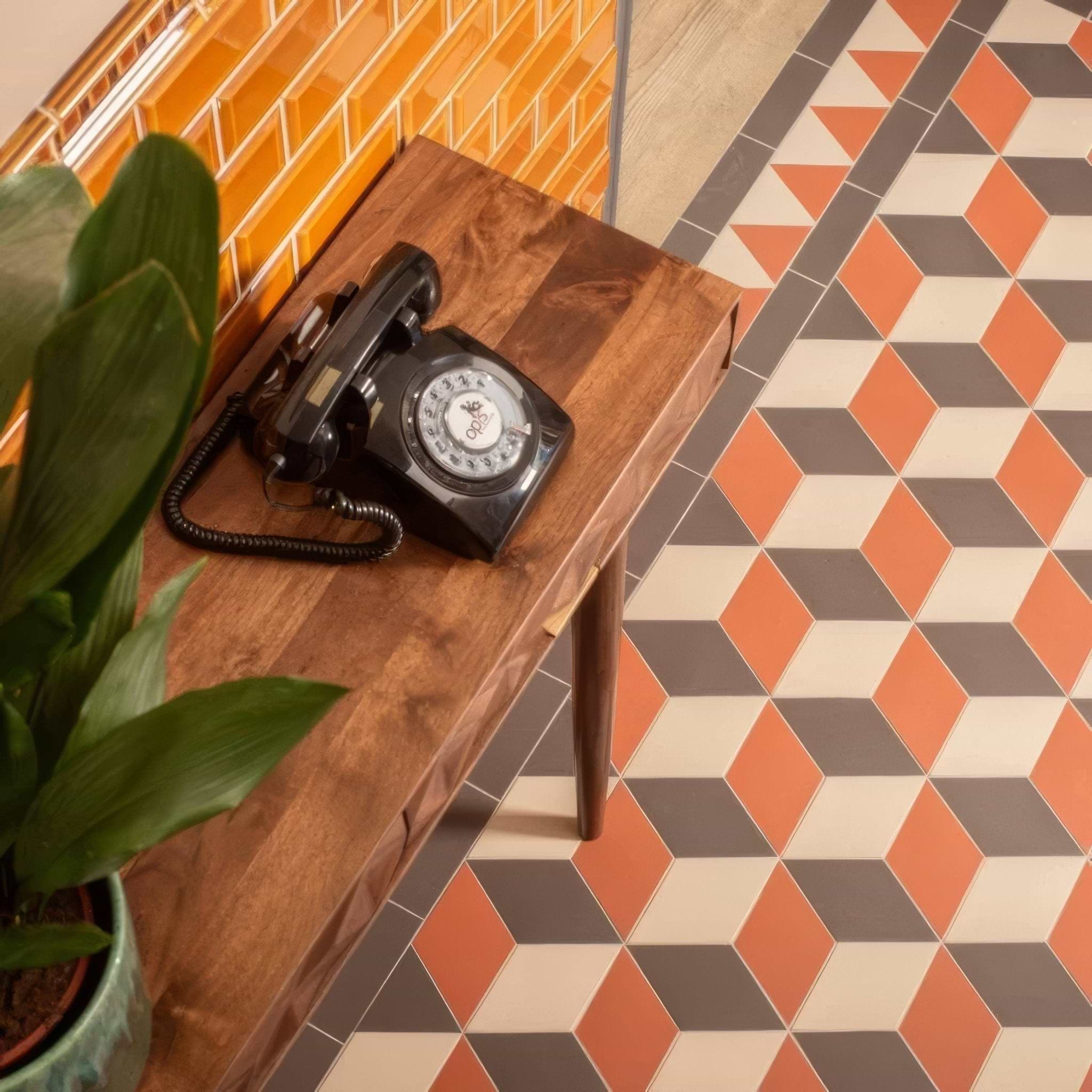 Bloomsbury Red, Black & Holkham Dune - Hyperion Tiles