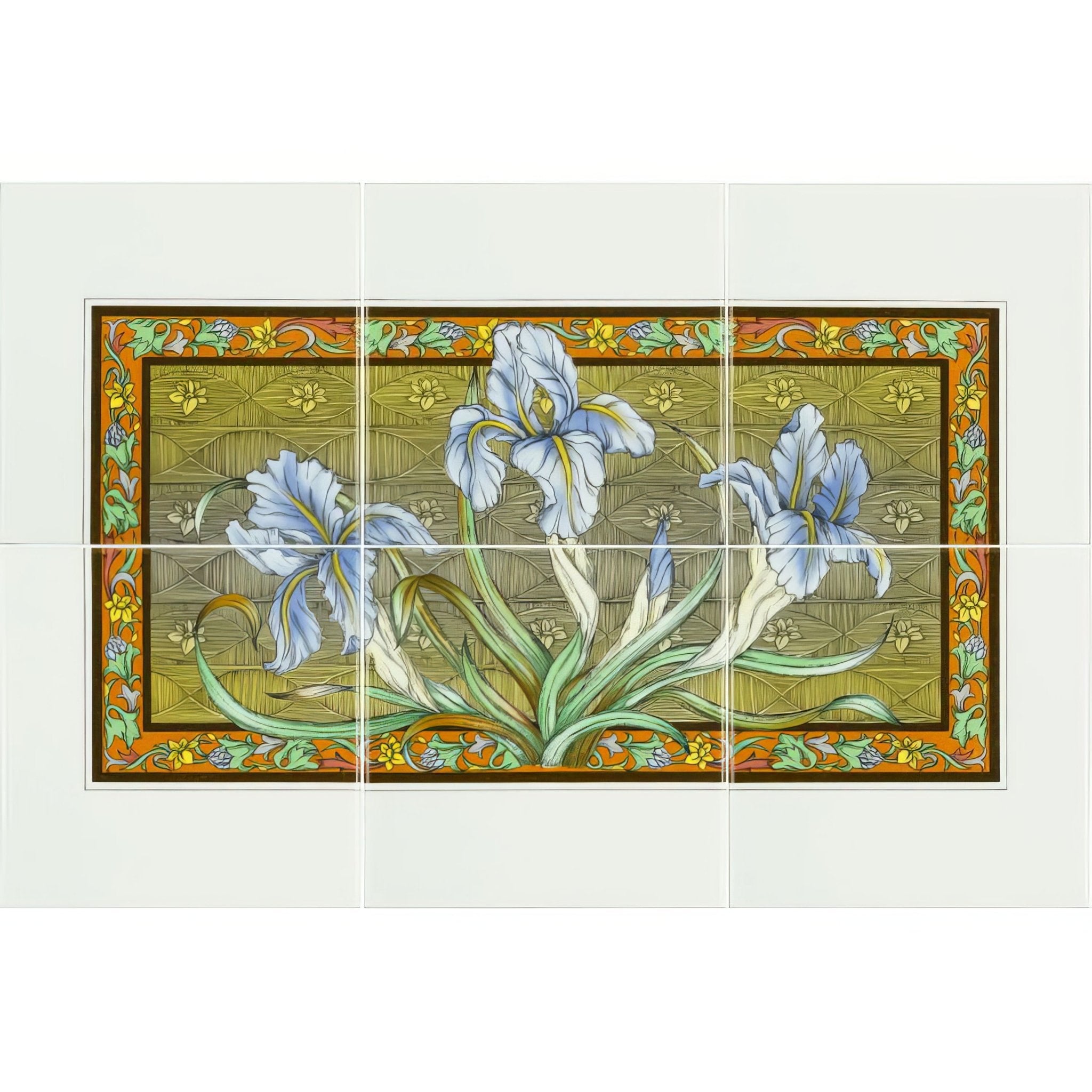 Blue Iris 6 - Tile Panel On Brilliant White - Hyperion Tiles