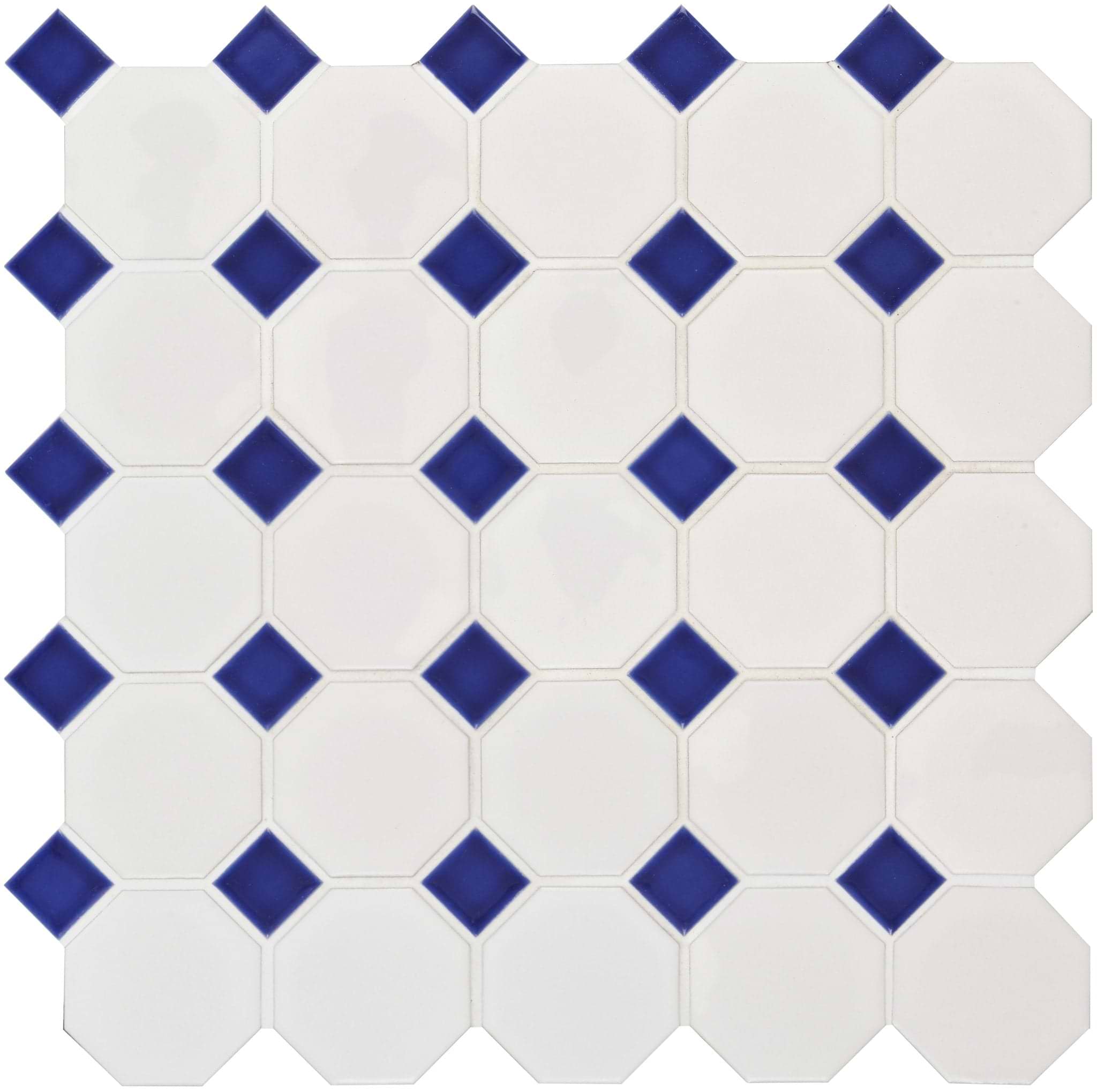 Blue Octagon & Dot Floor Mosaic - Hyperion Tiles