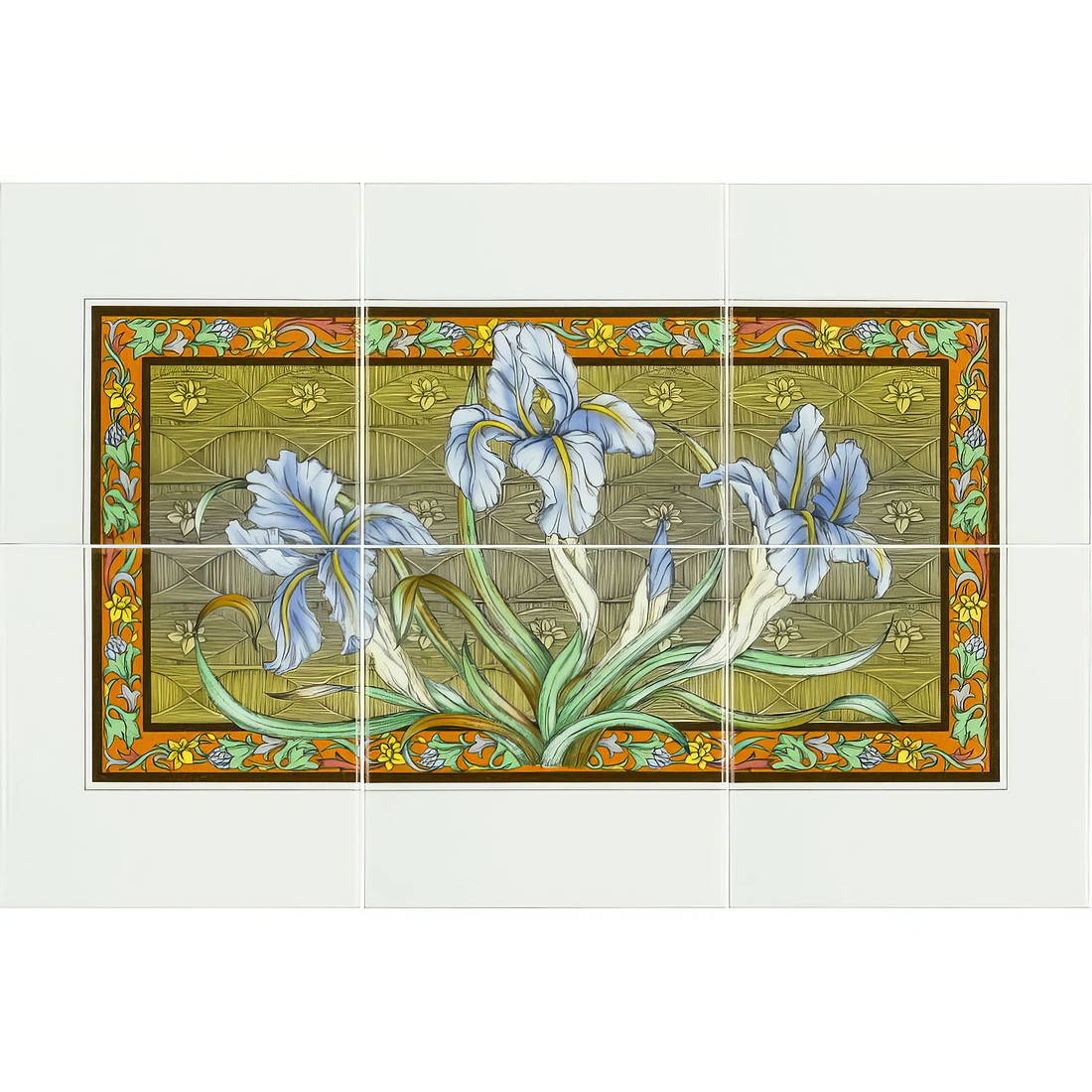 Blue Iris 6-Tile Panel On Brilliant White - Hyperion Tiles