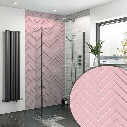 Pink Herringbone Shower Panel By Hyperion Tiles