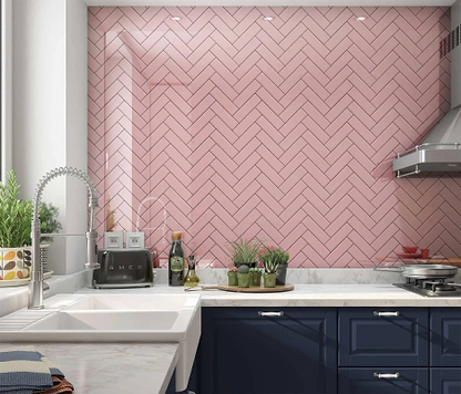 Pink Herringbone Shower Panel By Hyperion Tiles