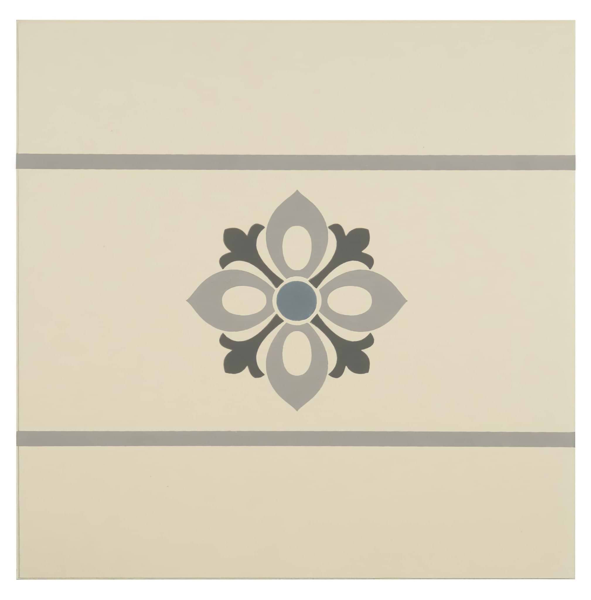 Bohemia Border Light Blue, Light Grey and Dark Grey on White - Hyperion Tiles