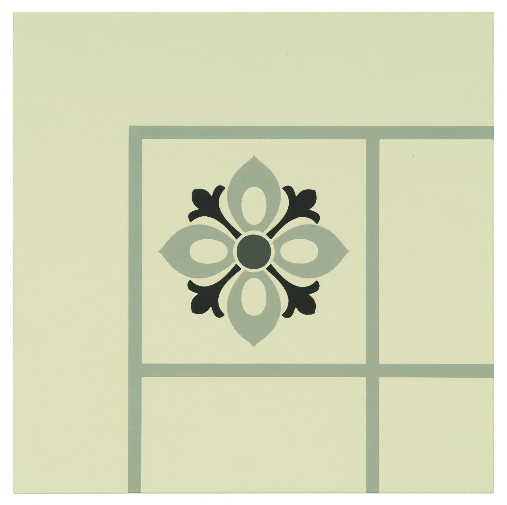 Bohemia Corner Light Grey, Dark Grey and Black on White - Hyperion Tiles
