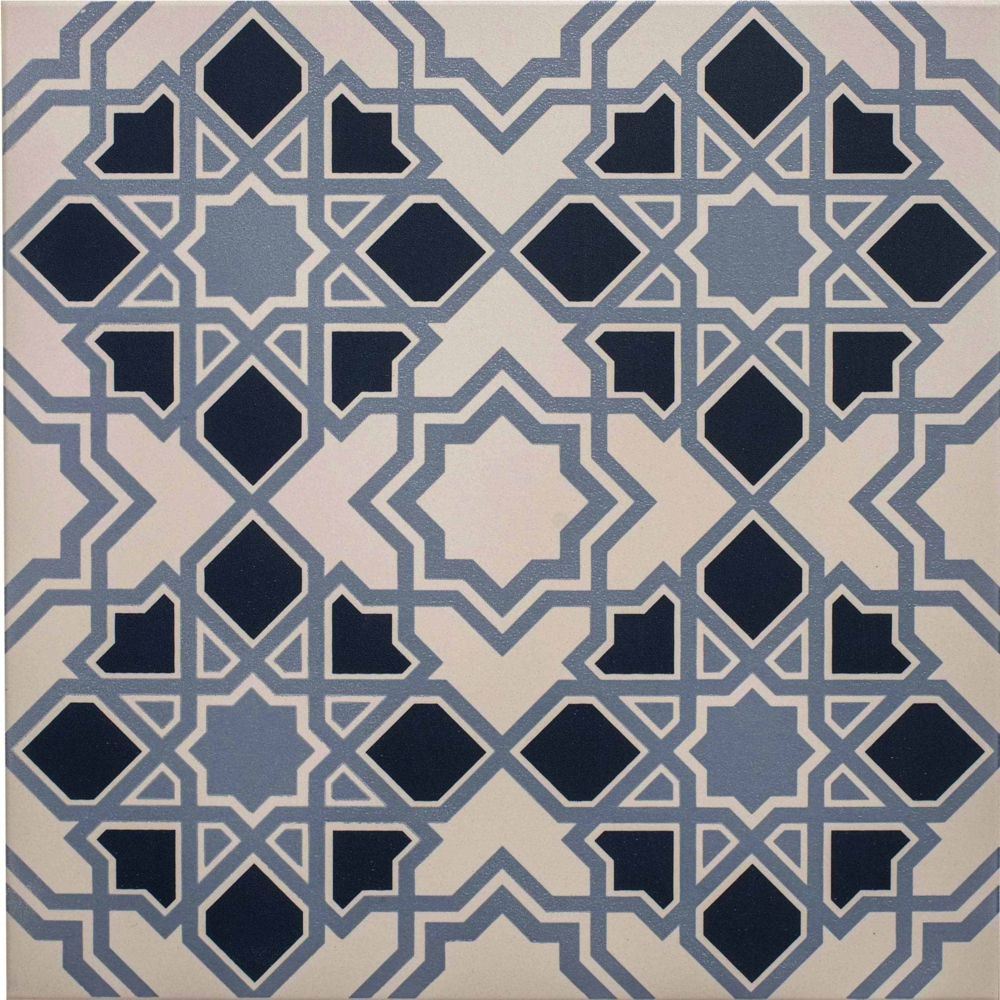 Bolero Light/Dark Blue on Chalk - Hyperion Tiles