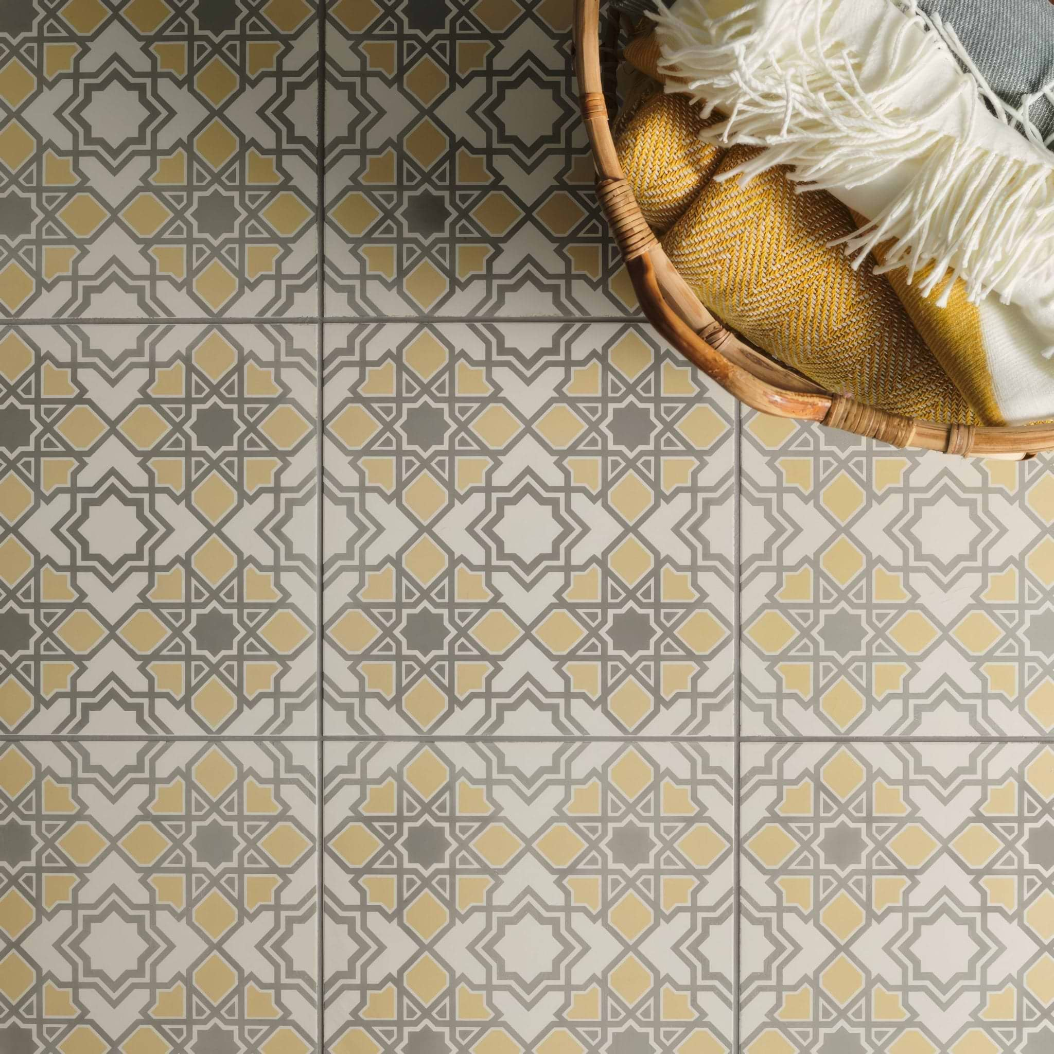 Bolero Yellow/Stone on Chalk - Hyperion Tiles