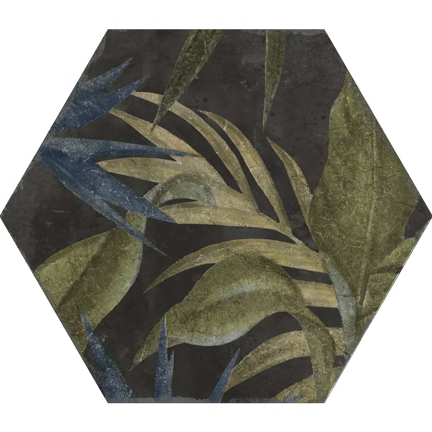 Botanical Hexagon Black Floral - Hyperion Tiles