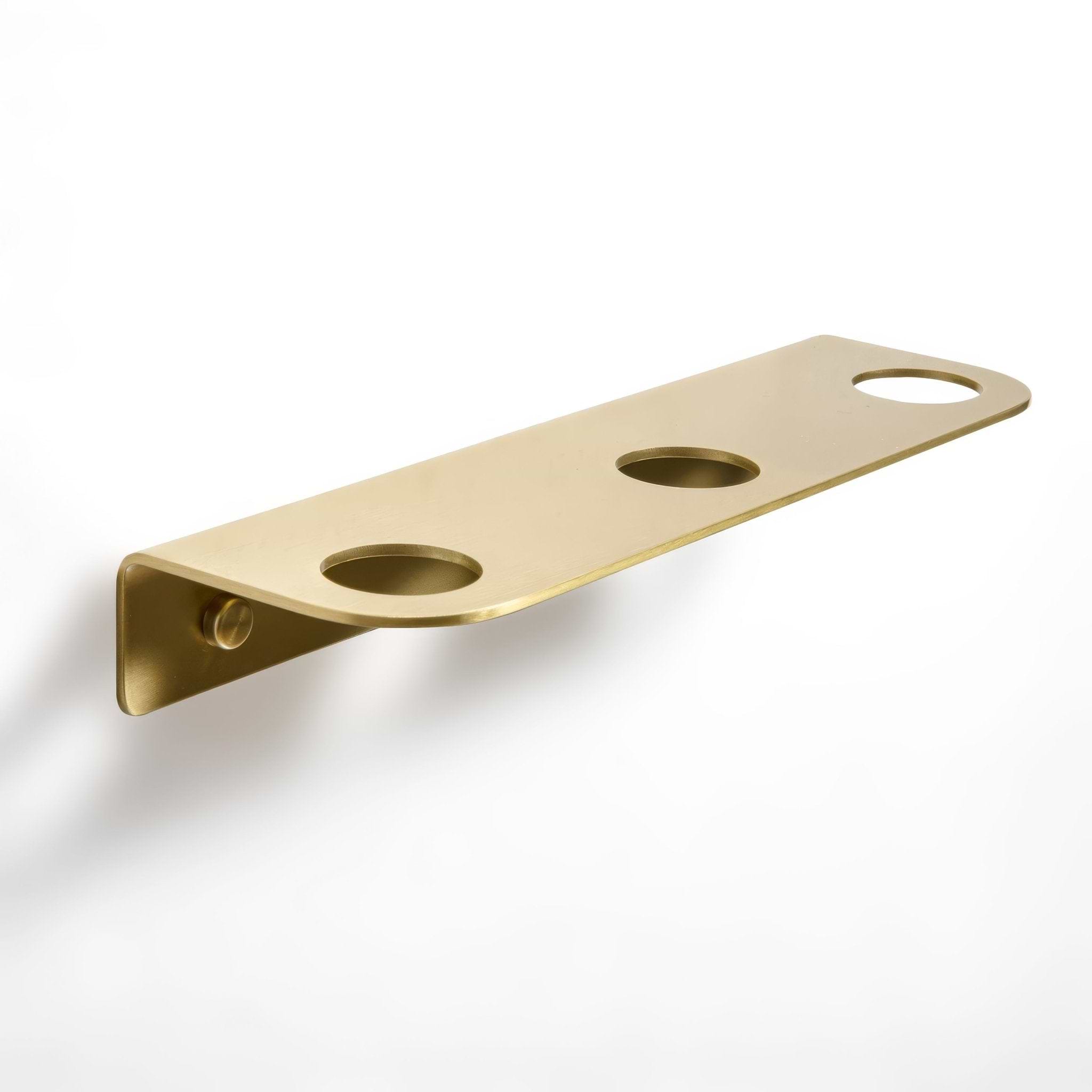 Bottle Holder 3 Hole Brushed Brass - Hyperion Tiles