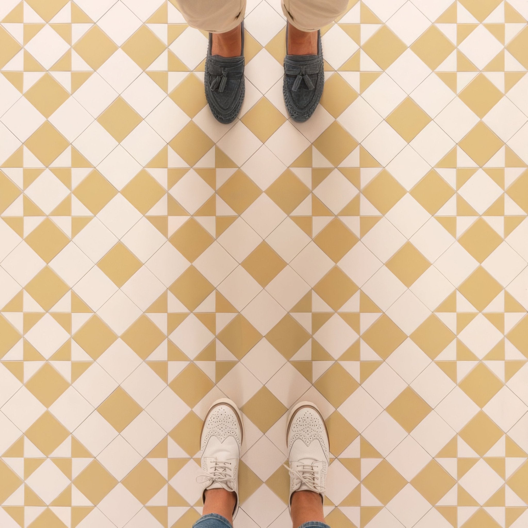 Braemar Hawthorn Yellow and Dover White - Hyperion Tiles