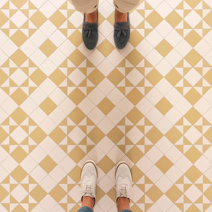 Braemar Hawthorn Yellow and Dover White - Hyperion Tiles