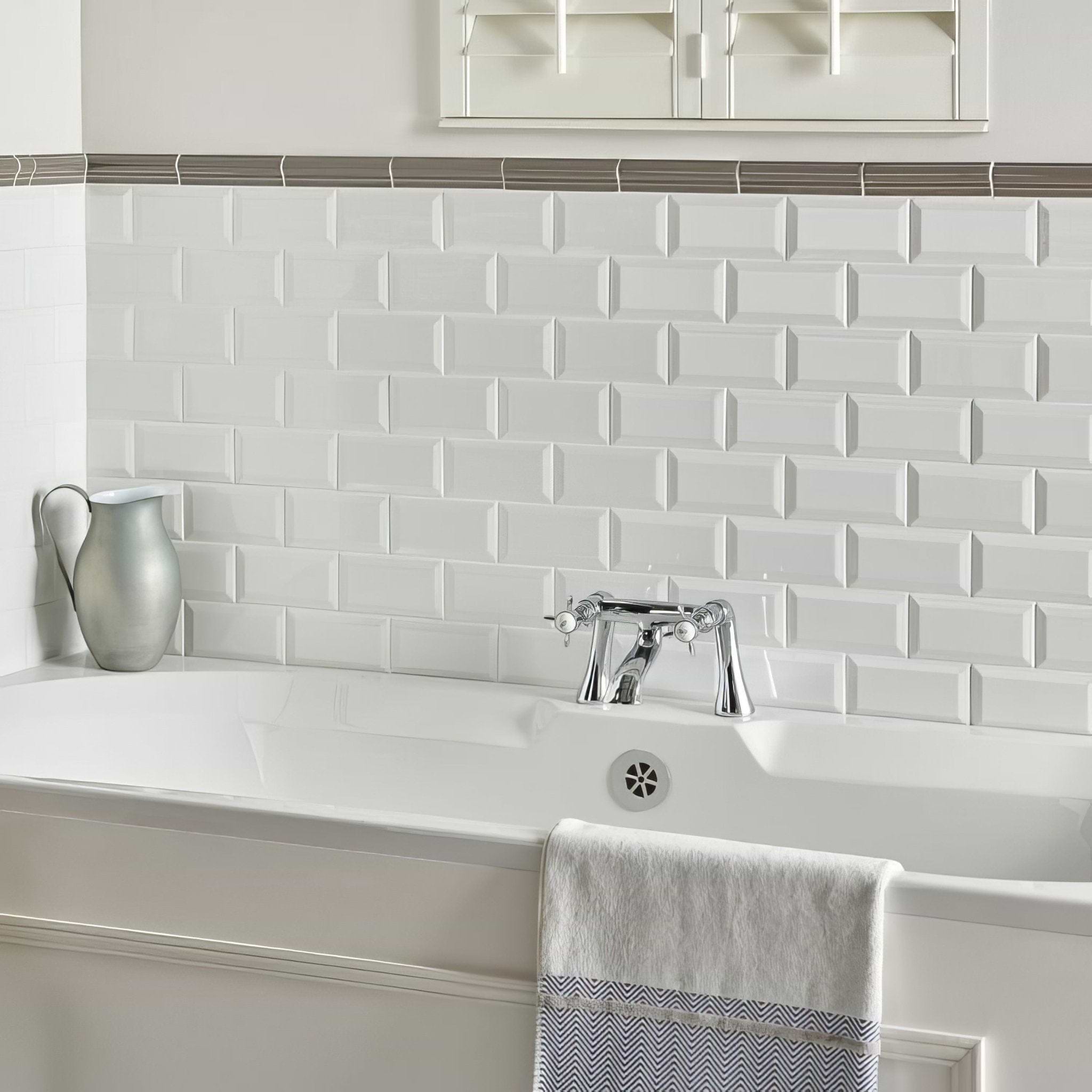 Brilliant White Metro Bevelled Tile from Hyperion Tiles