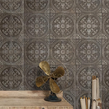 Brooklyn Embossed Ceramic Pewter - Hyperion Tiles