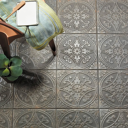 Brooklyn Embossed Ceramic Pewter - Hyperion Tiles