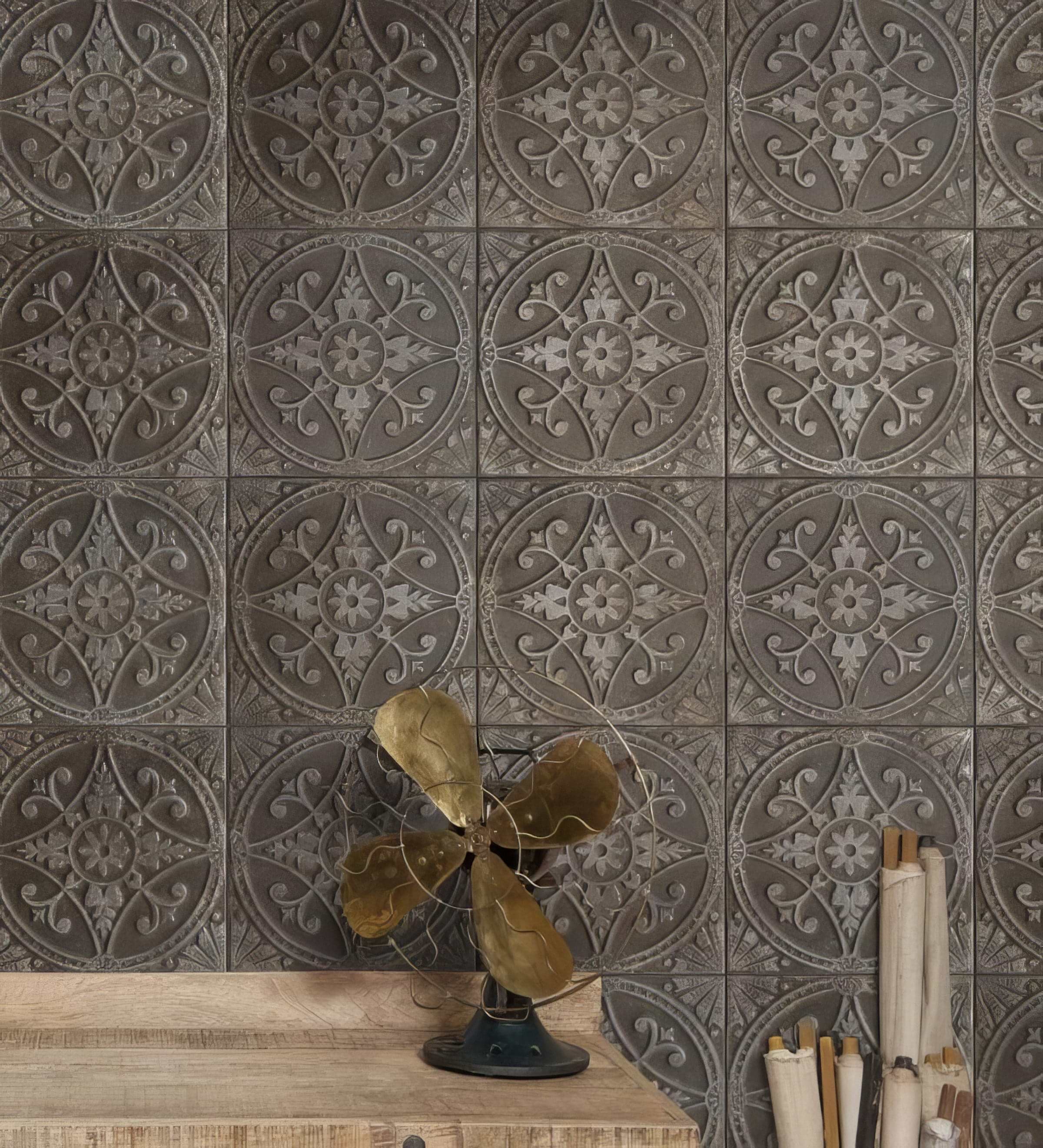 Brooklyn Embossed Ceramic Pewter - Hyperion Tiles