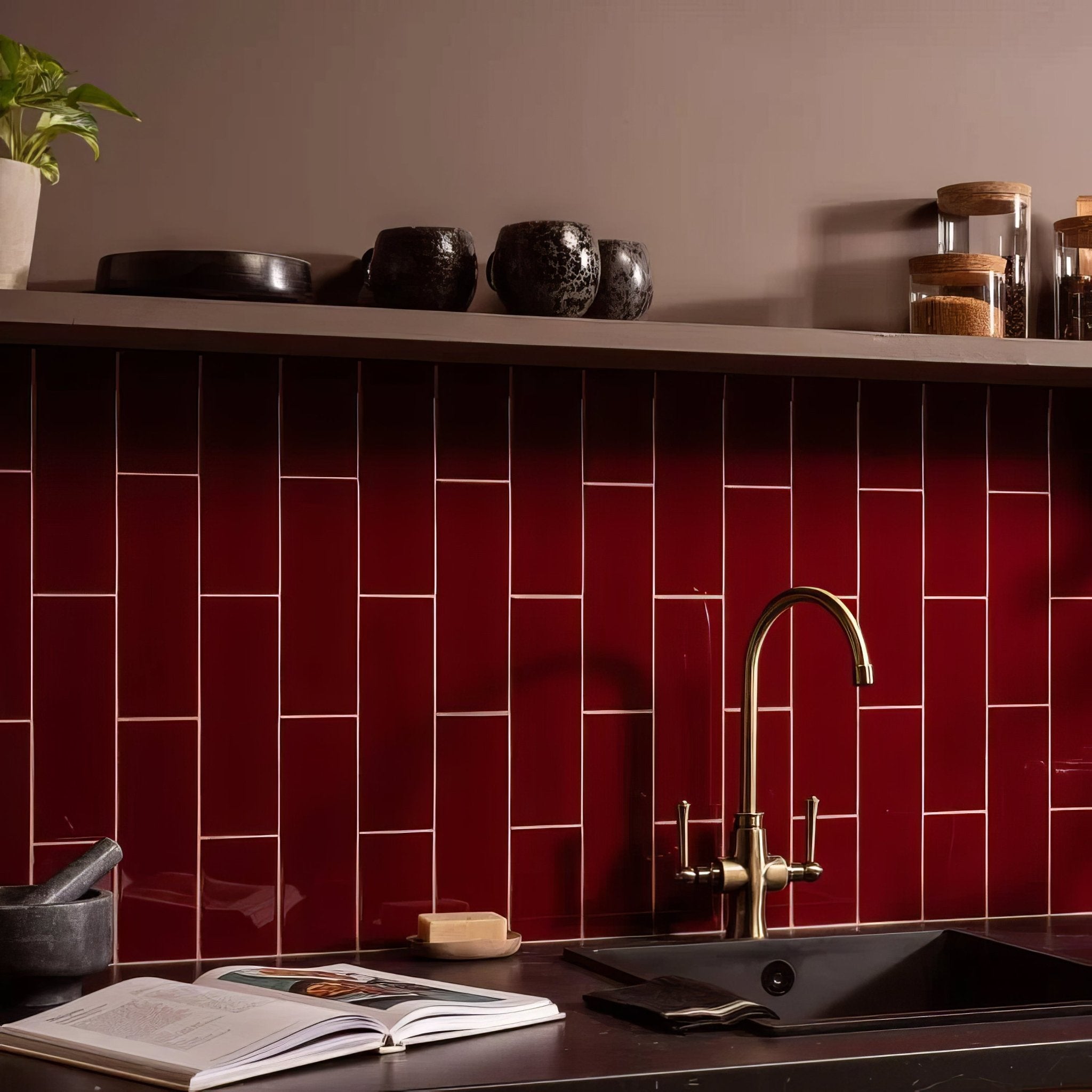 Burgundy Large Brick - Hyperion Tiles