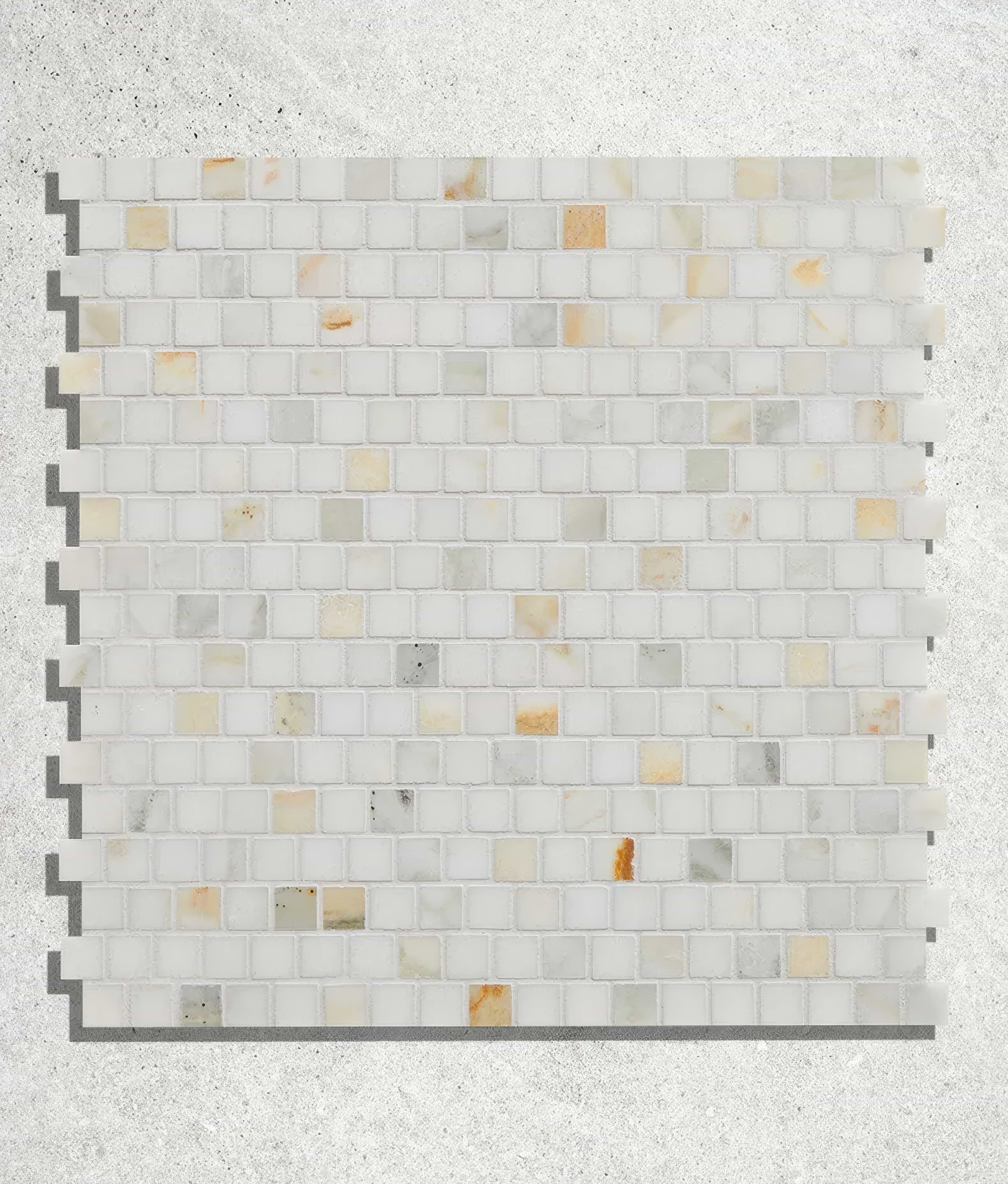 Palazzo Oro Marble Brickbond Square Mosaic - Hyperion Tiles