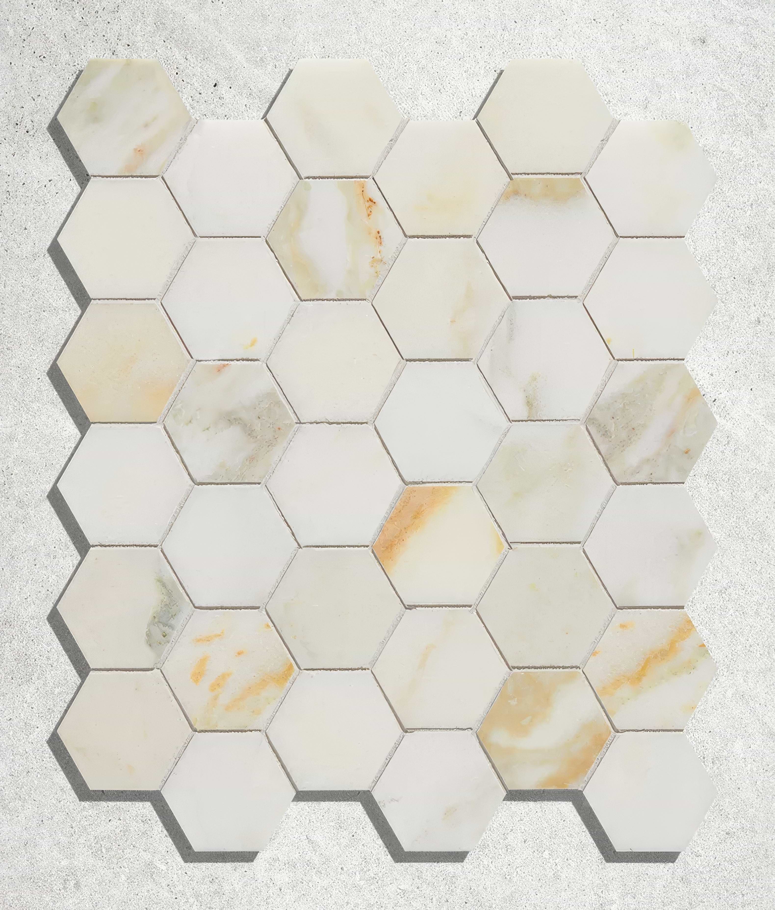 Palazzo Oro Marble Hexagon Mosaic - Hyperion Tiles