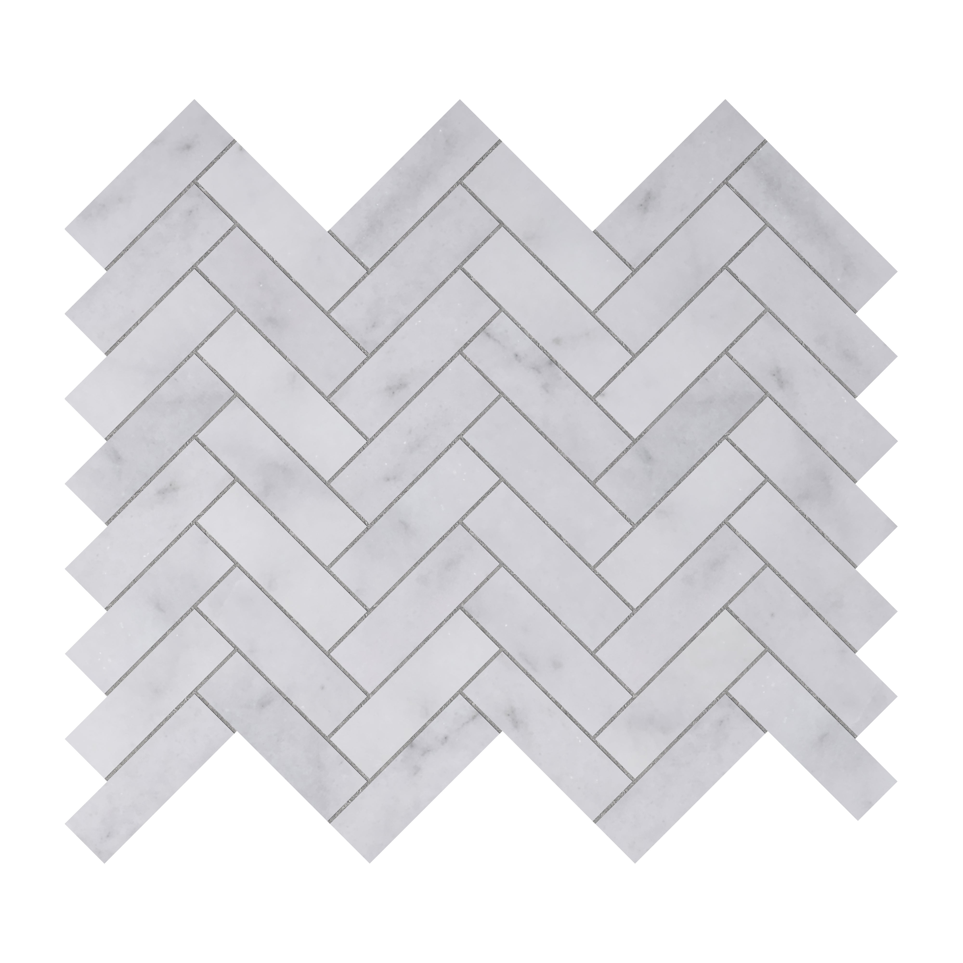 Carrara White Herringbone Mosaic Tile - Hyperion Tiles