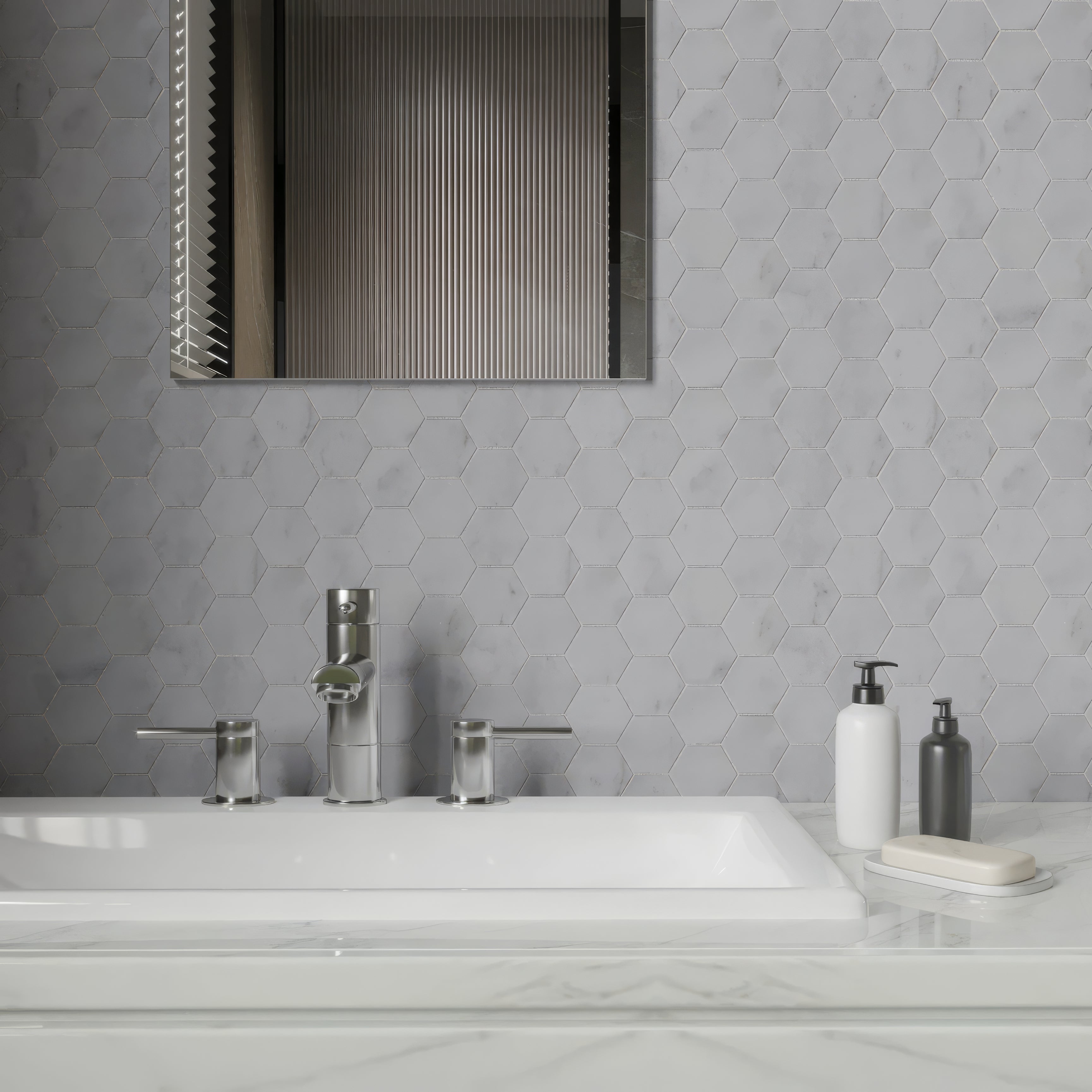 Carrara White Hexagon Mosaic Tile