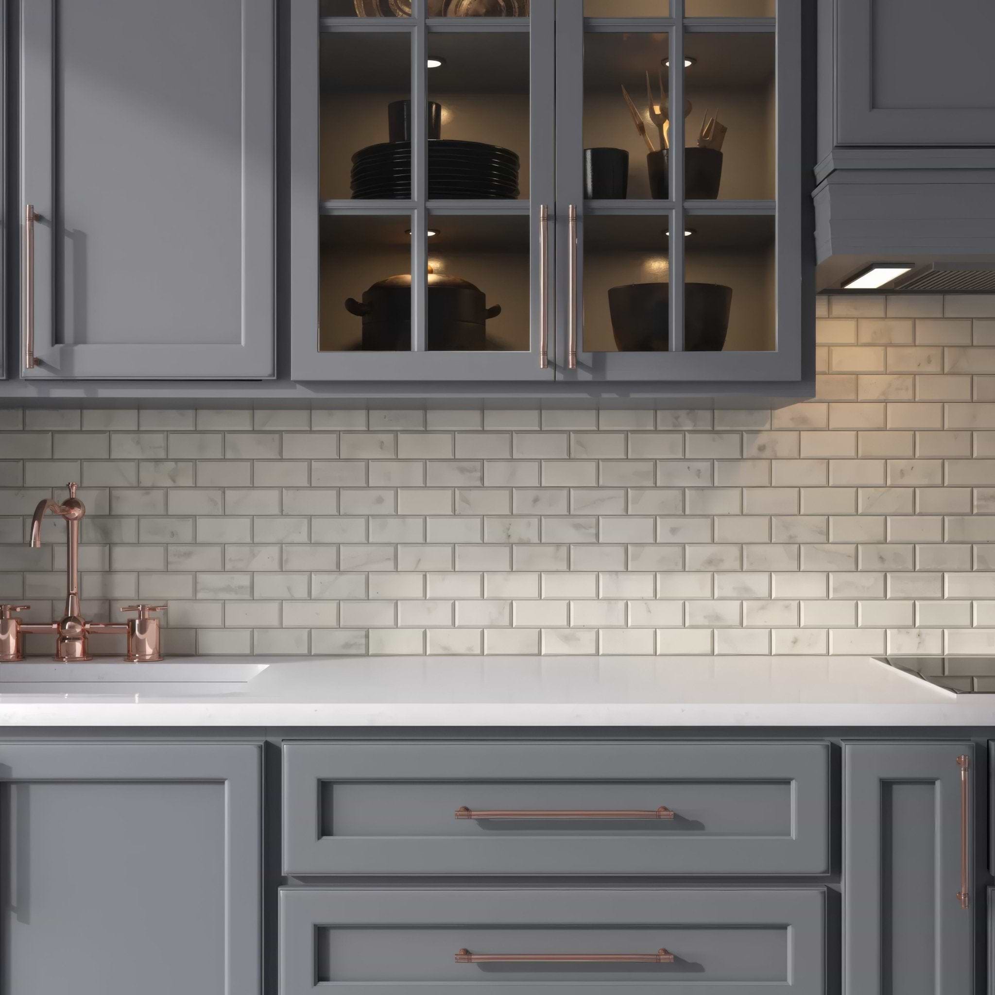 Carrara White Marble Metro Mosaic Tile - Hyperion Tiles