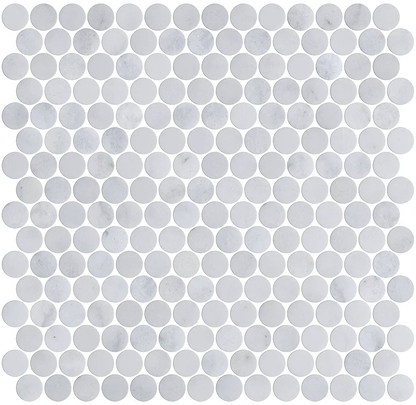 Carrara White Marble Penny Mosaic Tile - Hyperion Tiles