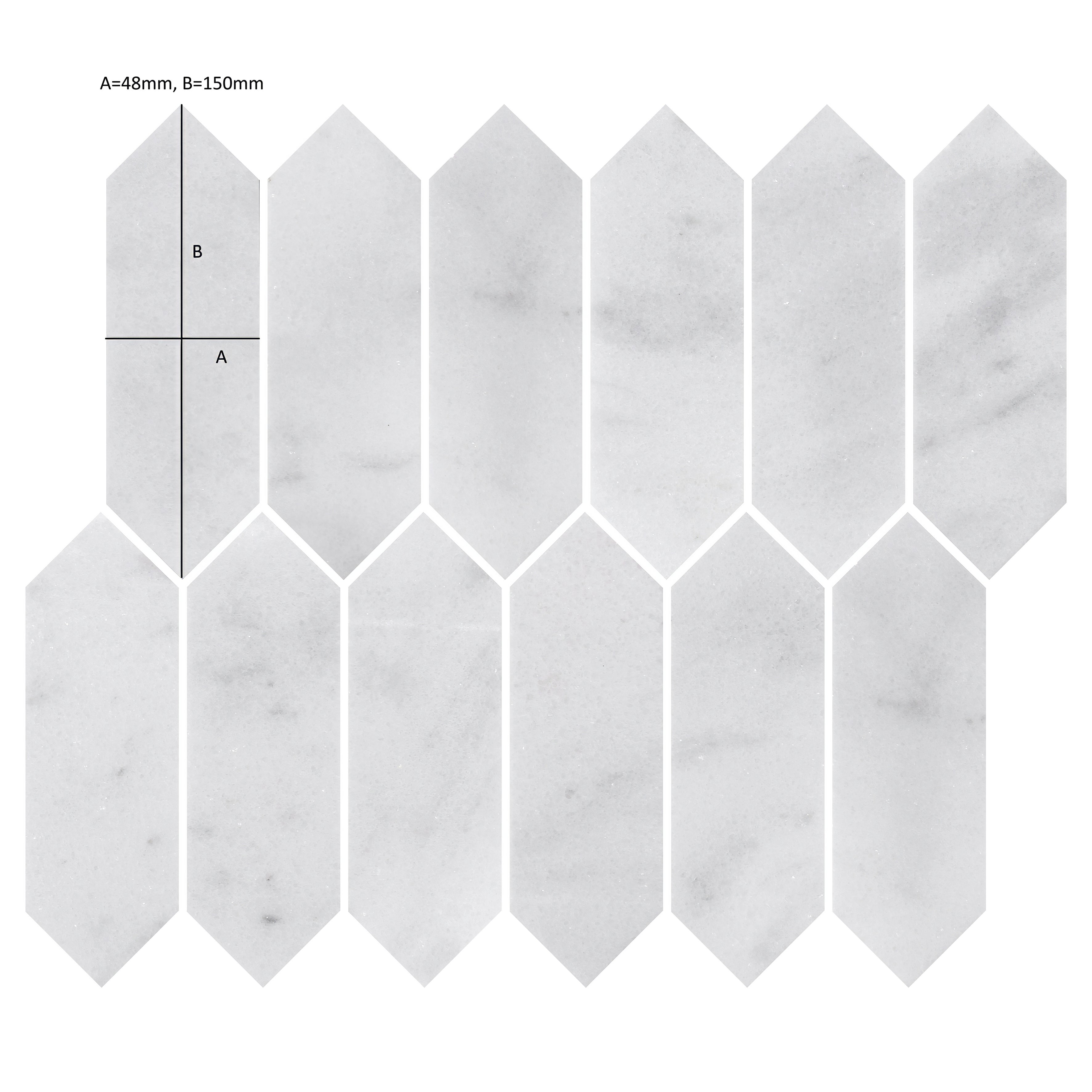 Carrara White Marble Picket Mosaic Tile - Hyperion Tiles