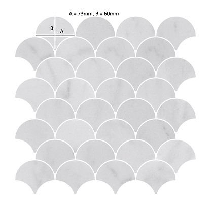Carrara White Marble Scallop Shell Mosaic Tile - Hyperion Tiles