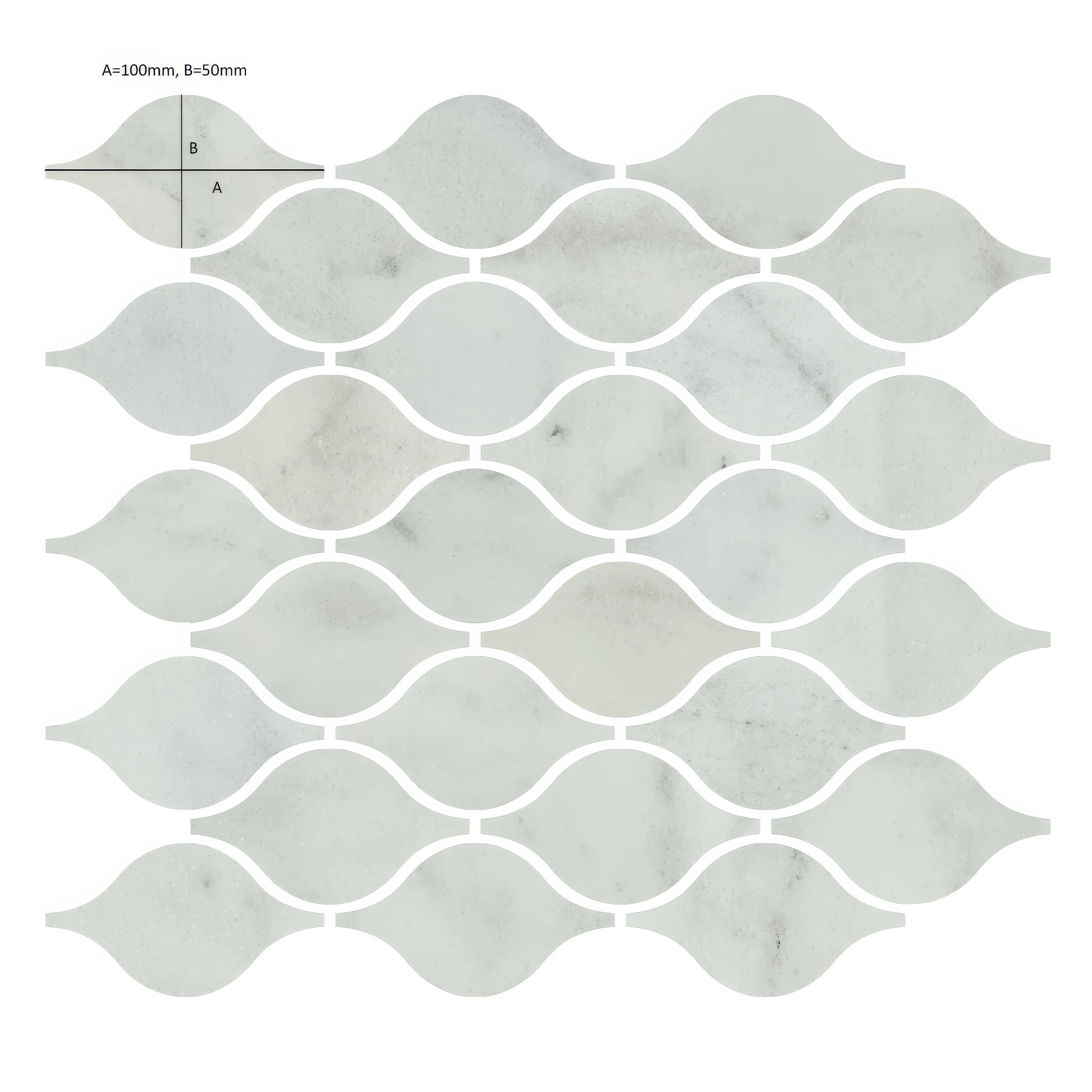 Carrara White Marble Teardrop Mosaic Tile - Hyperion Tiles