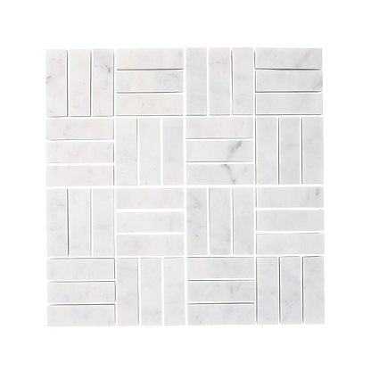 Carrara White Jenga Mosaic - Hyperion Tiles