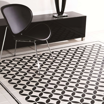 Cavendish Internal Corner Black on Dover White - Hyperion Tiles