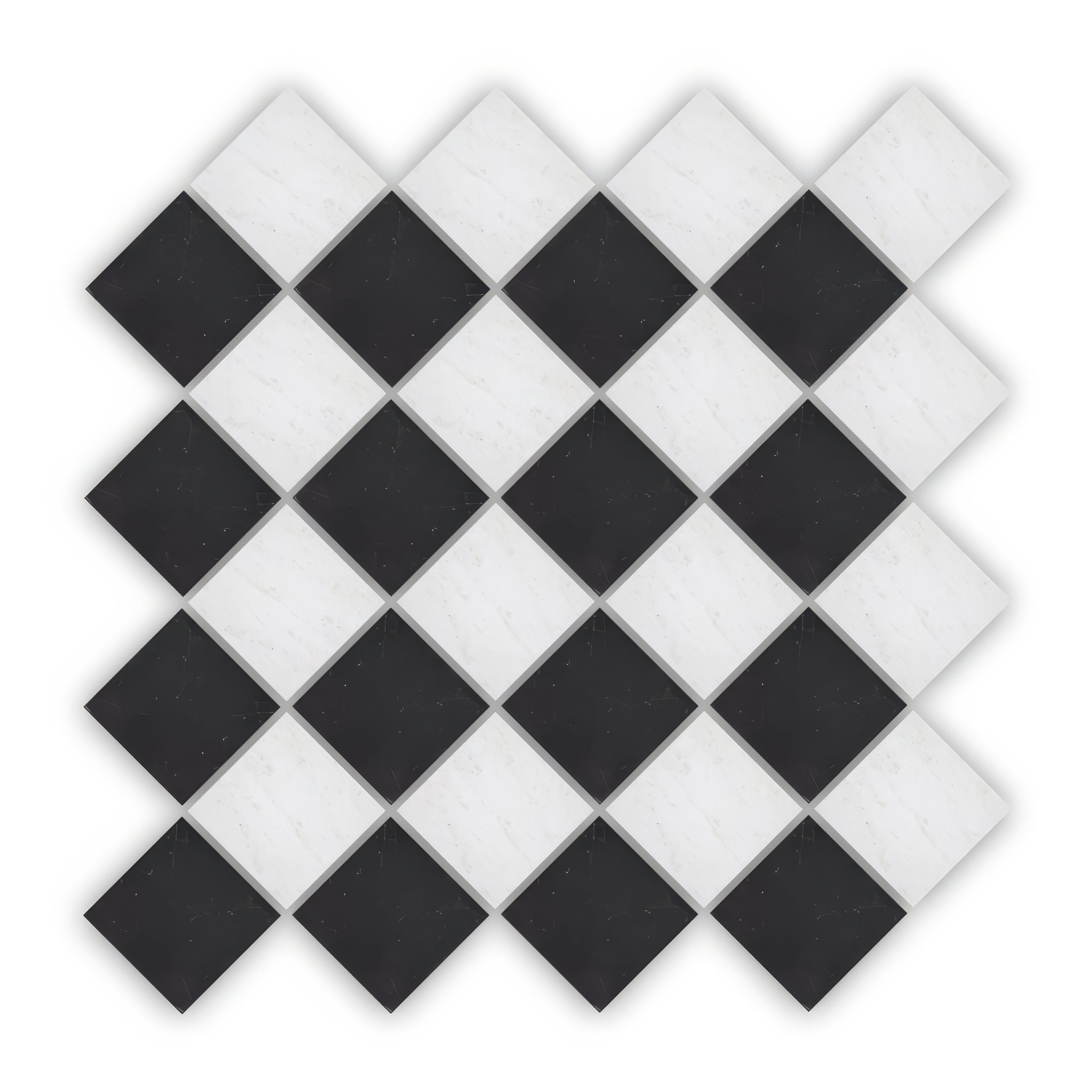 Chequers Court 4.8sq White & Black bevelled edge - Hyperion Tiles