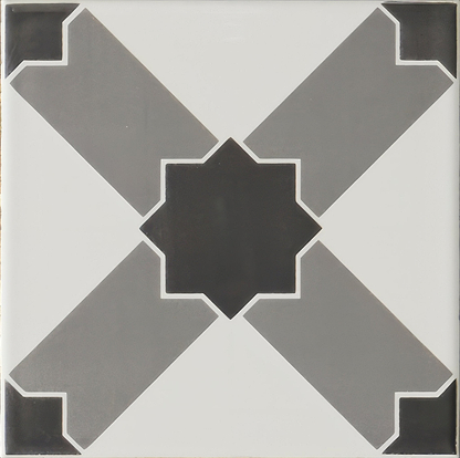 Chambray Grey on Brilliant White - Hyperion Tiles