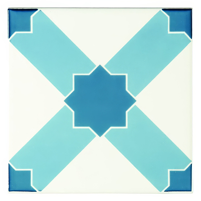 Chambray Blue on Brilliant White - Hyperion Tiles