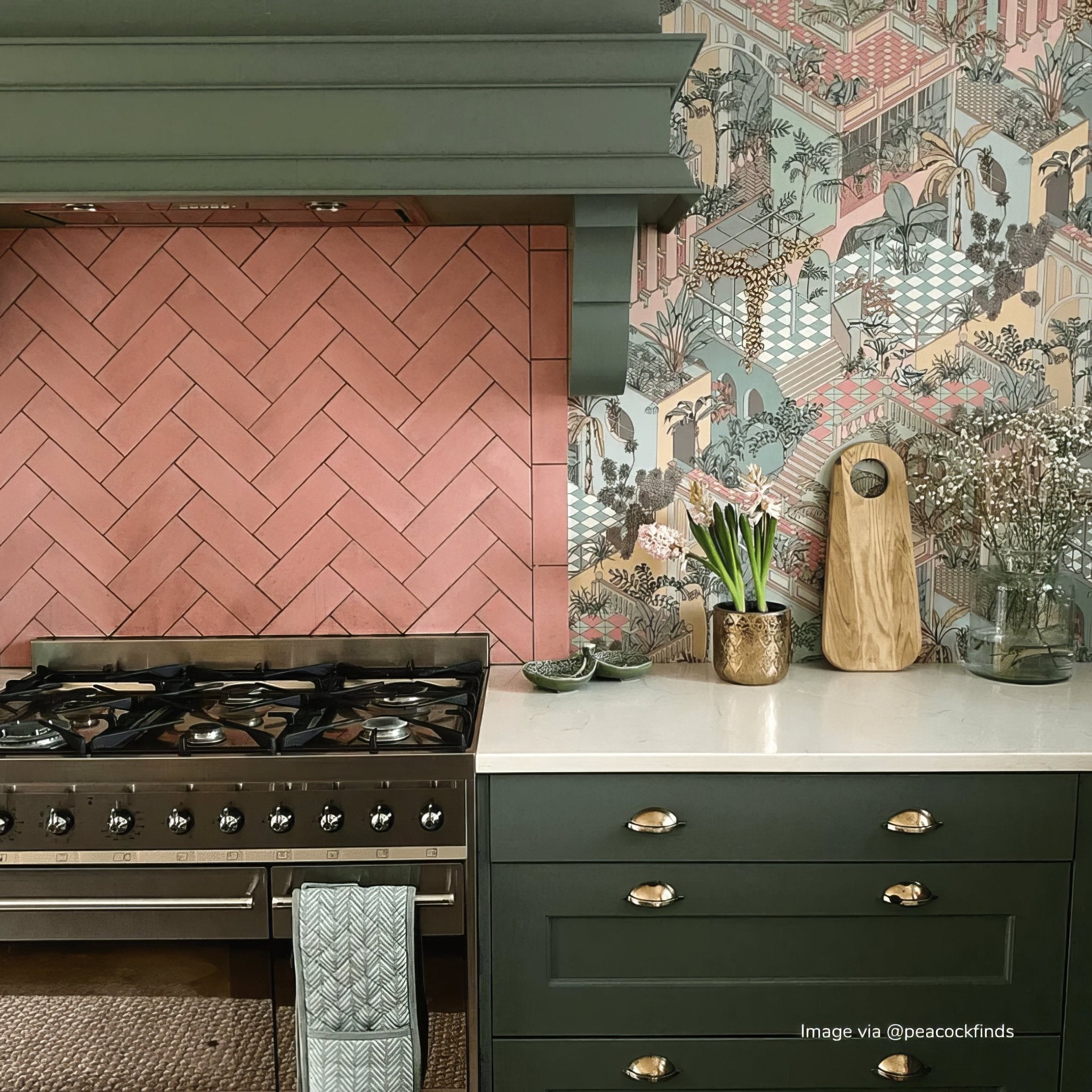 Cherry Red Herringbone Tile - Hyperion Tiles