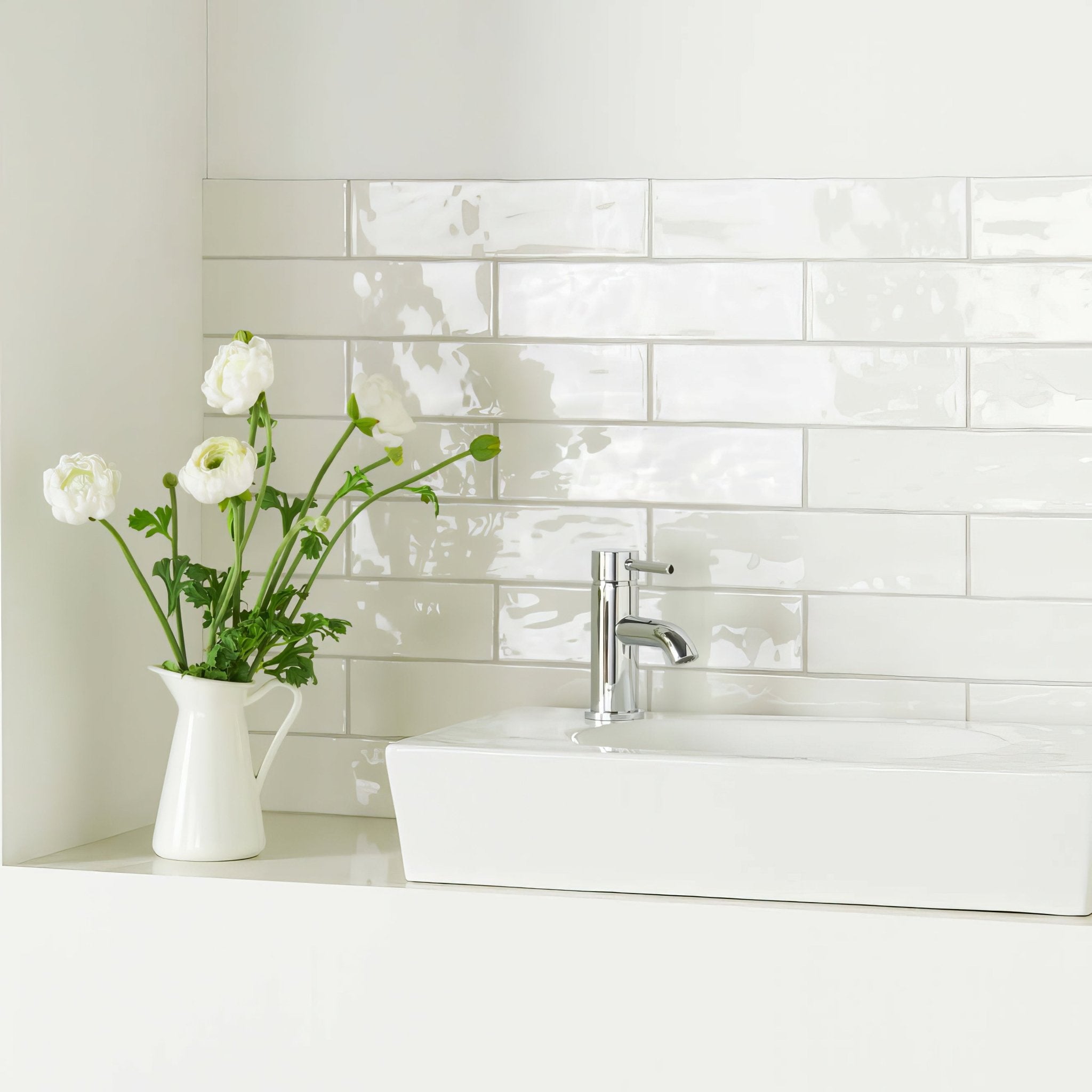 China White Large Brick Tile - Hyperion Tiles