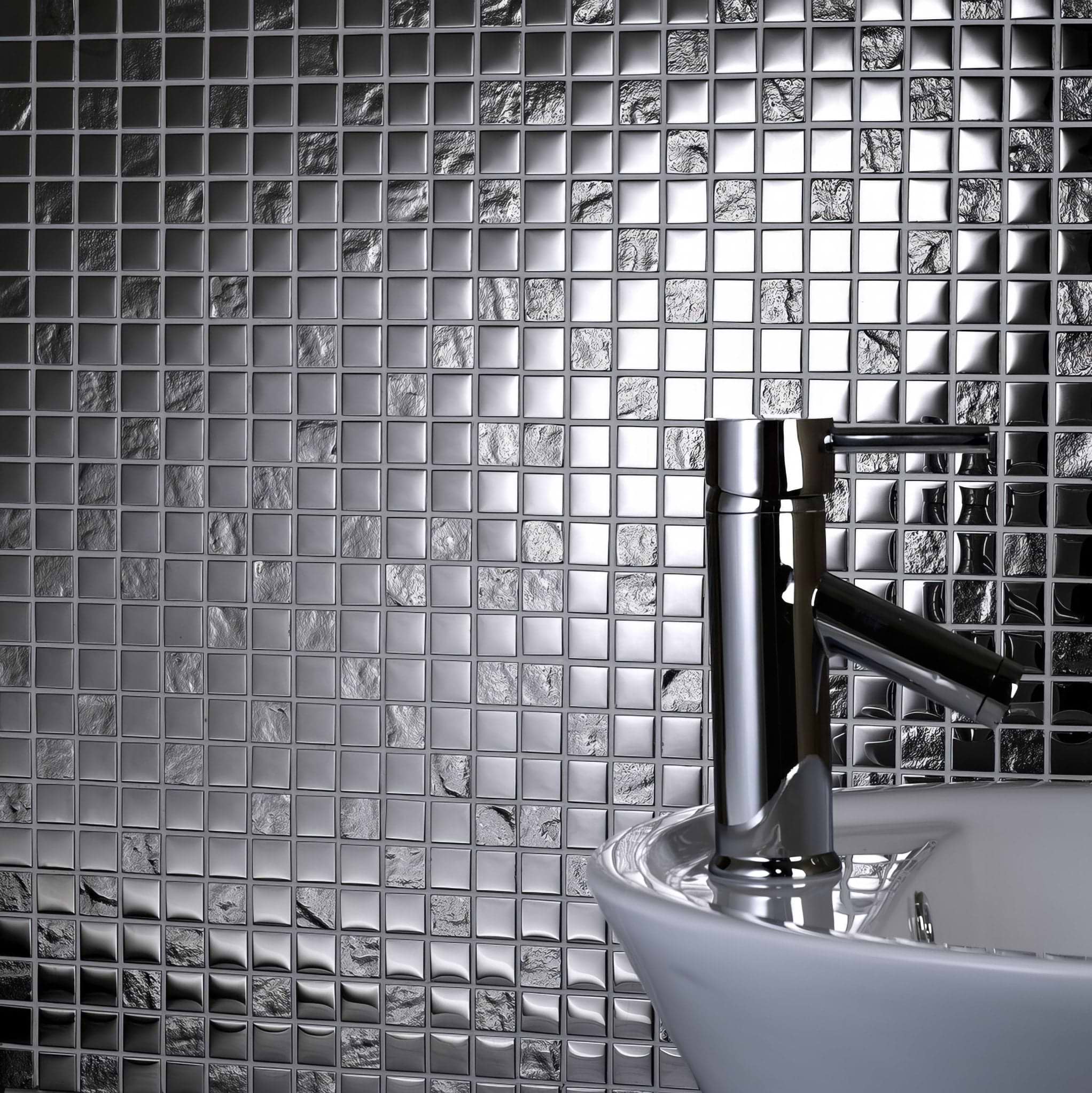 Chrome Pattern Glass Mosaic - Hyperion Tiles